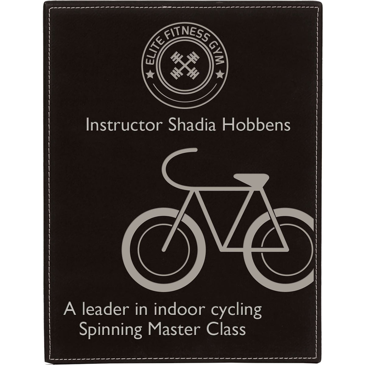Plaque, Laserable Leatherette, 10 1/2" x 13", Laser Engraved Signature Cutouts Black/Silver 