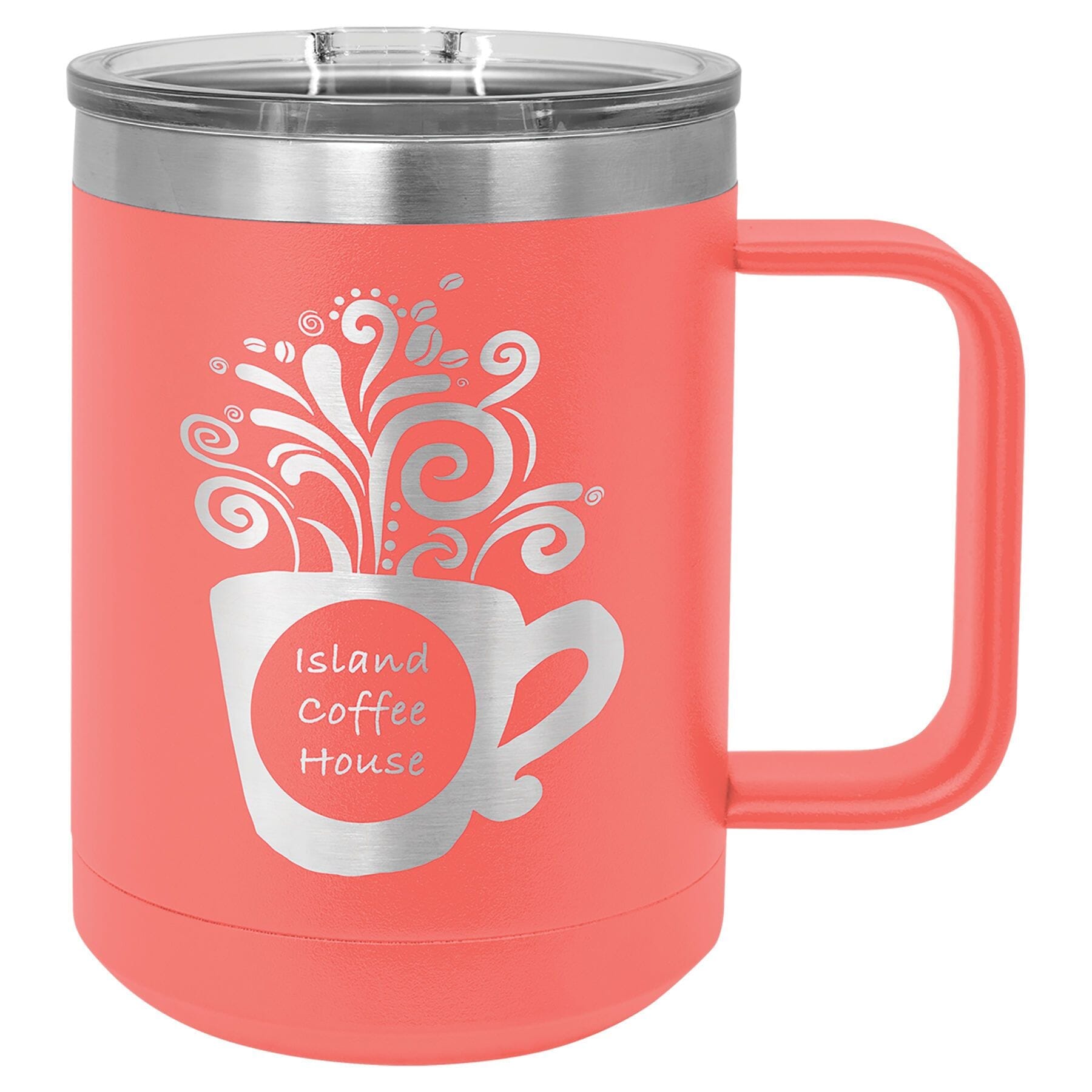 Polar Camel 15oz Stainless Steel Coffee Mug Signature Cutouts Coral 