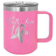 Polar Camel 15oz Stainless Steel Coffee Mug Signature Cutouts Pink 