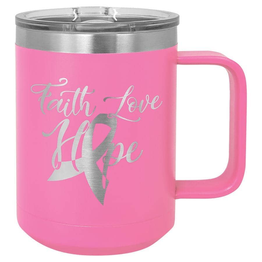 Polar Camel 15oz Stainless Steel Coffee Mug Signature Cutouts Pink 