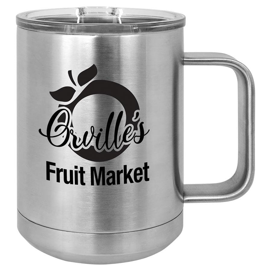 Polar Camel 15oz Stainless Steel Coffee Mug Signature Cutouts Stainless 