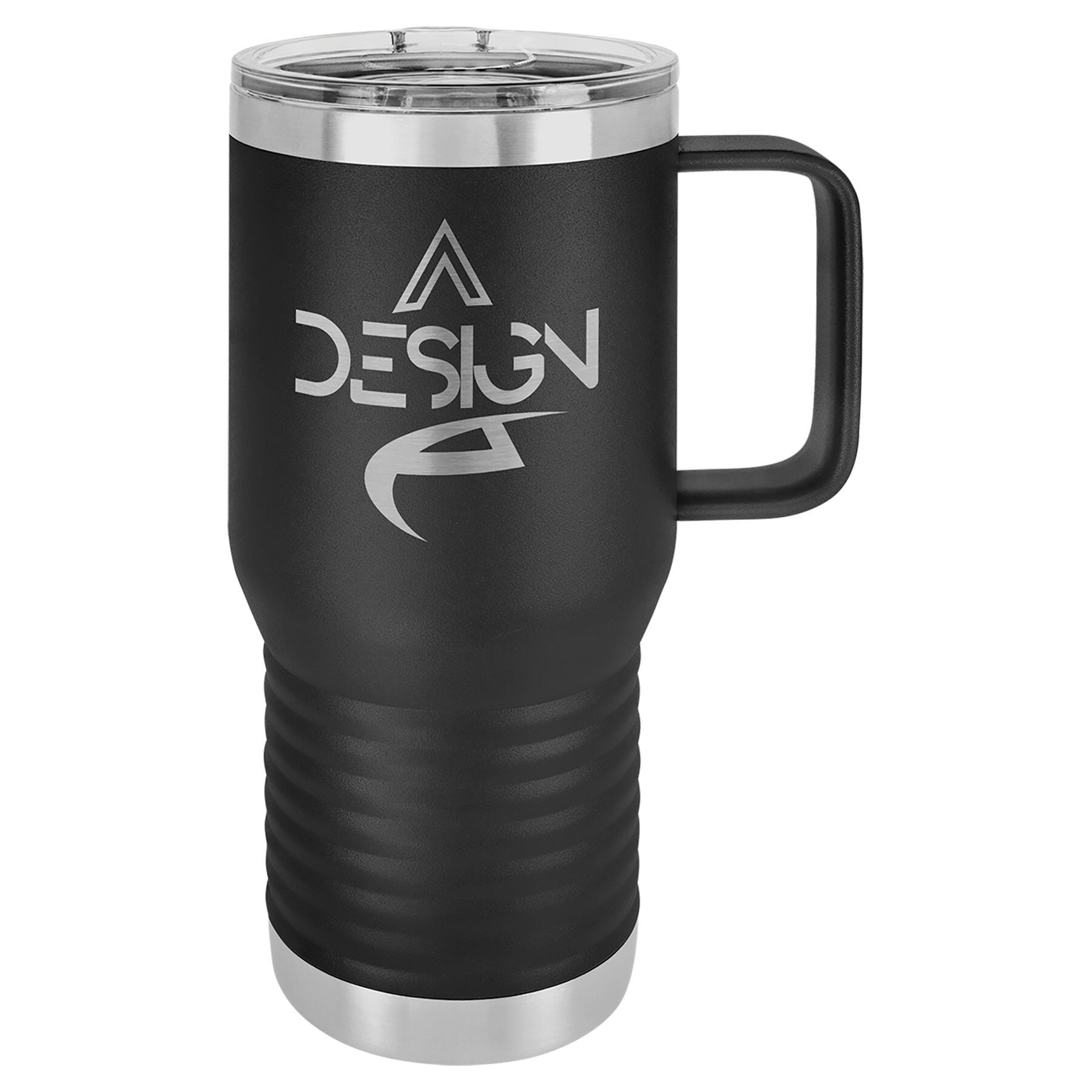 Polar Camel 20 oz Stainless Steel Travel Mug w/Handle Signature Cutouts Black Standard 