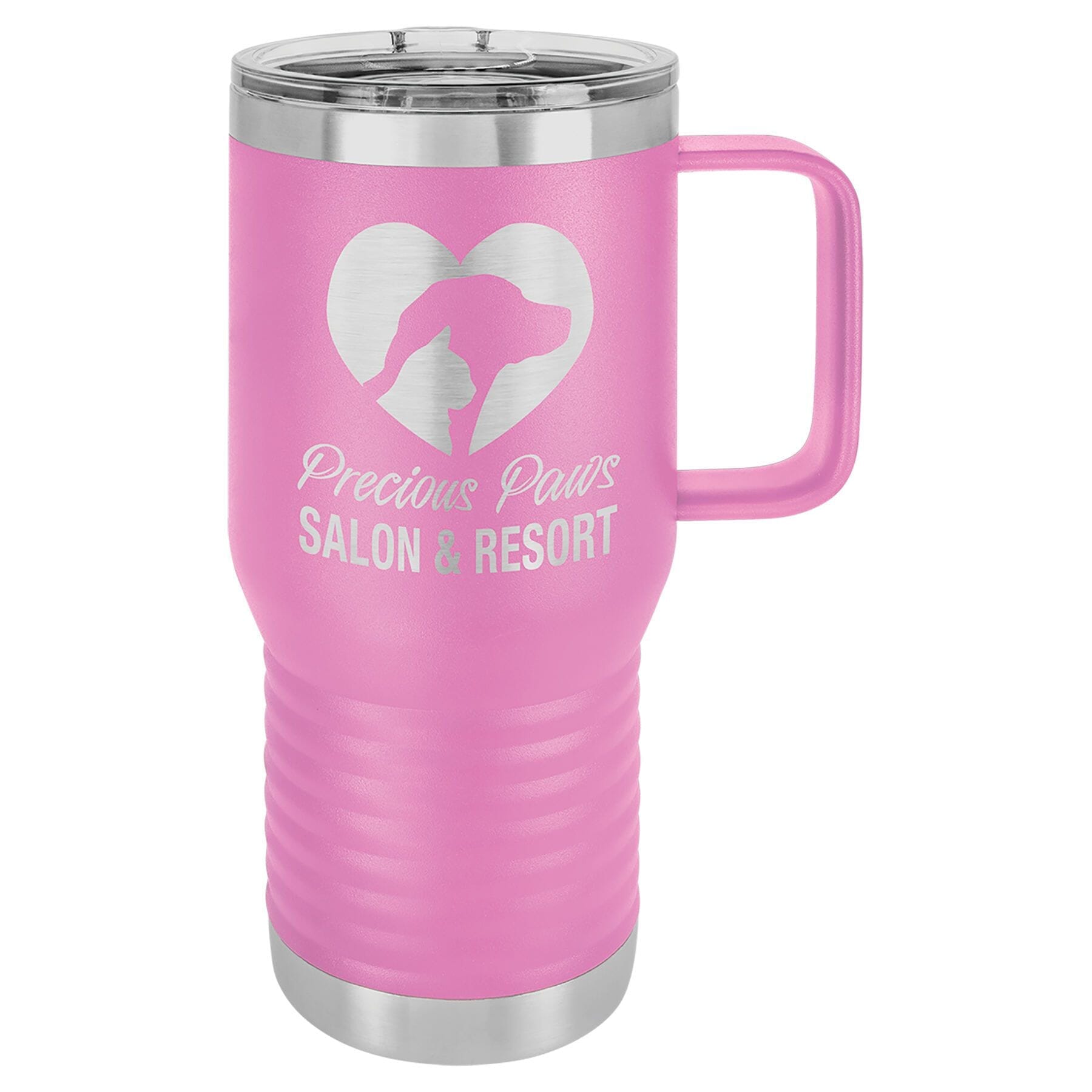 Polar Camel 20 oz Stainless Steel Travel Mug w/Handle Signature Cutouts Light Purple Standard 