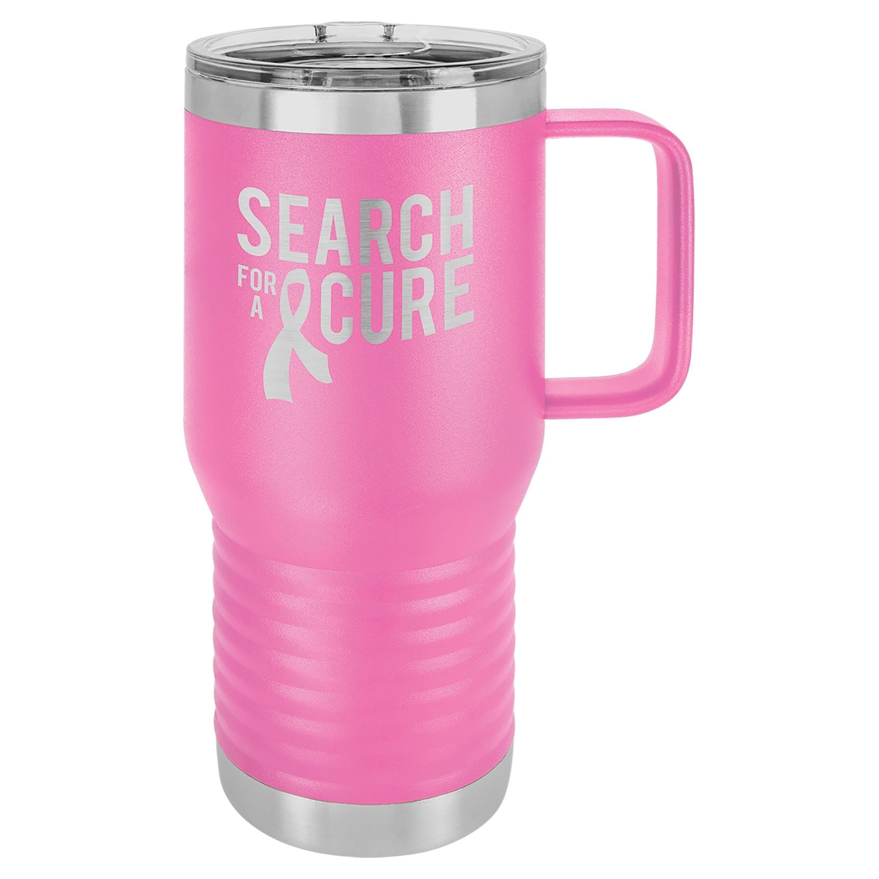 Polar Camel 20 oz Stainless Steel Travel Mug w/Handle Signature Cutouts Pink Standard 