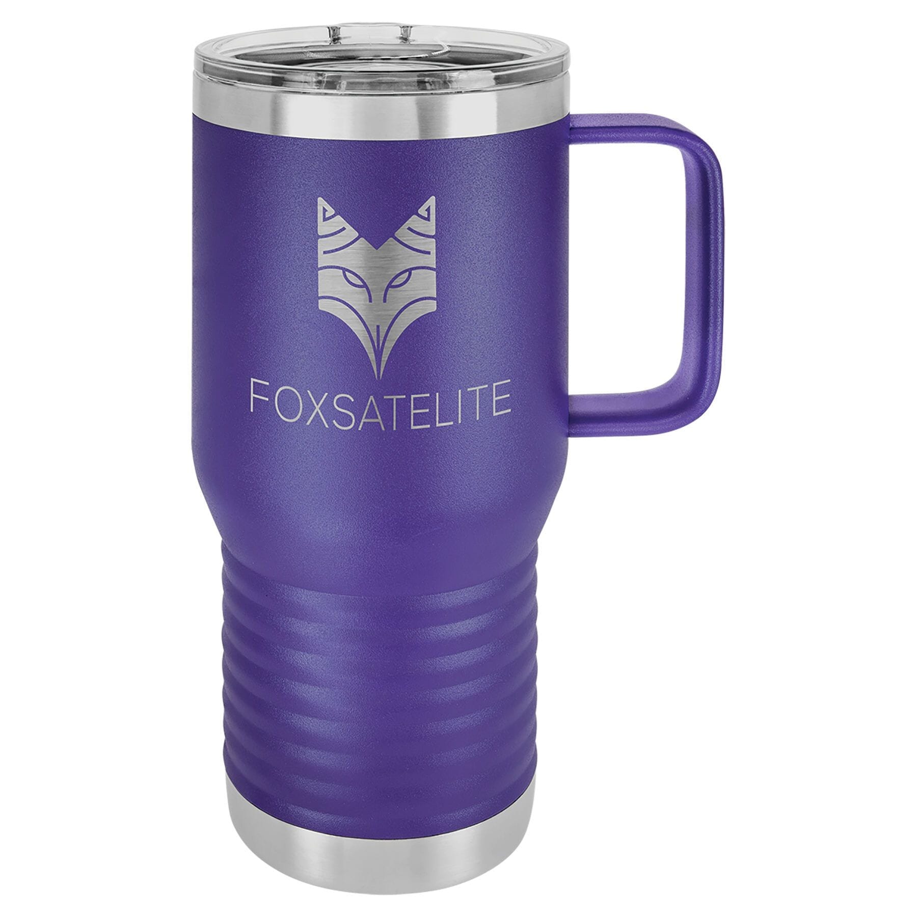 Polar Camel 20 oz Stainless Steel Travel Mug w/Handle Signature Cutouts Purple Standard 