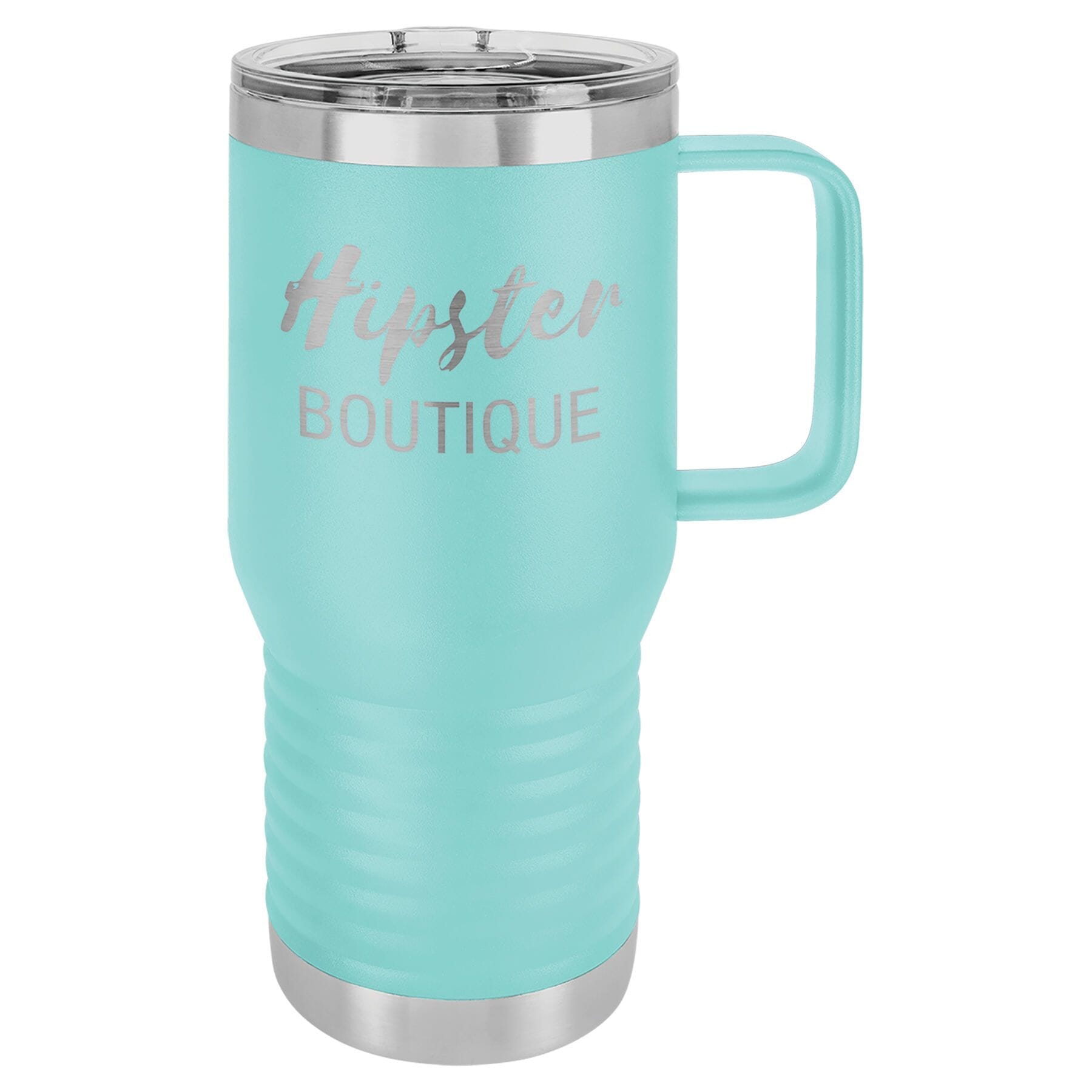 Polar Camel 20 oz Stainless Steel Travel Mug w/Handle Signature Cutouts Teal Standard 