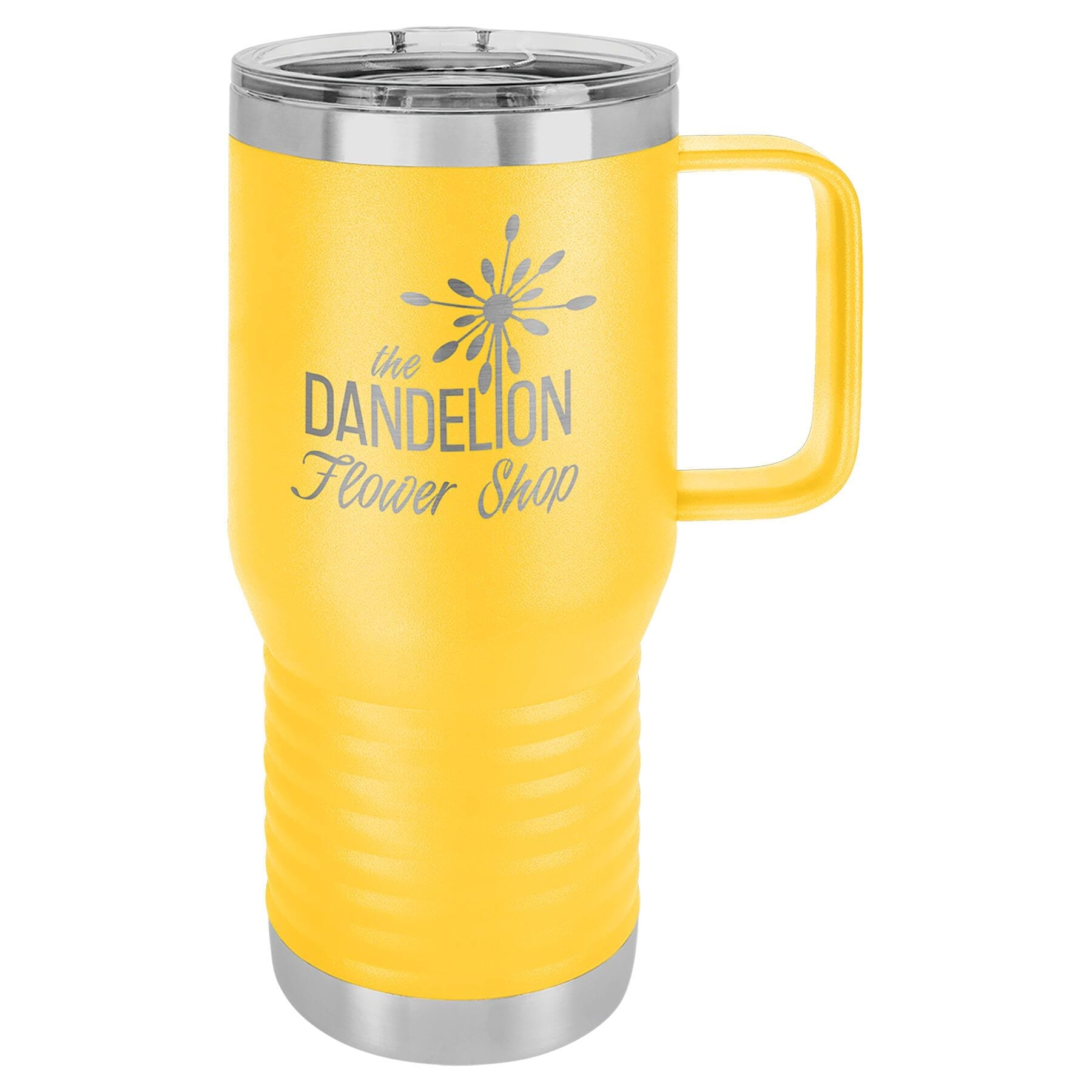 Polar Camel 20 oz Stainless Steel Travel Mug w/Handle Signature Cutouts Yellow Standard 