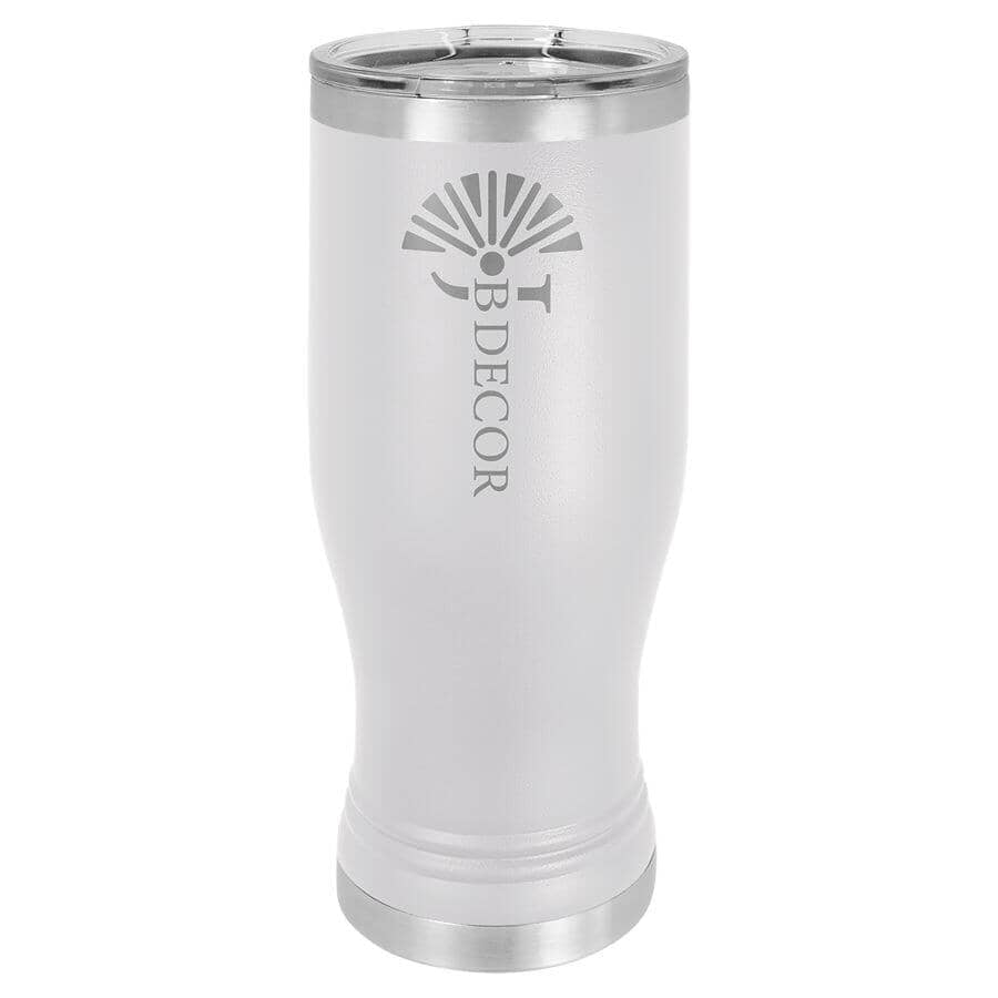 Polar Camel 20oz Stainless Steel Pilsner Travel Mugs Signature Cutouts White Standard 