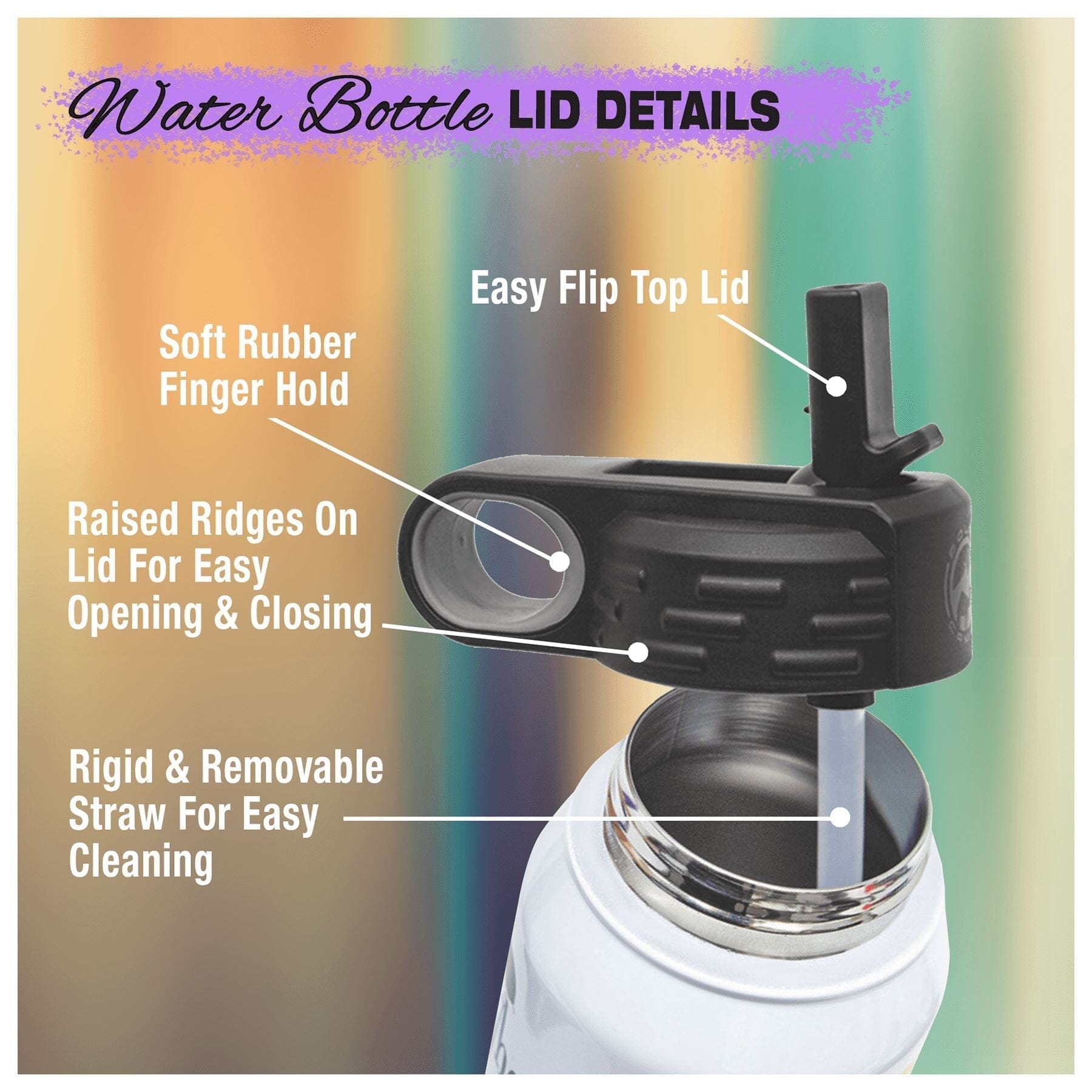 Polar Camel 32 oz. Stainless Steel Water Bottle Signature Cutouts 