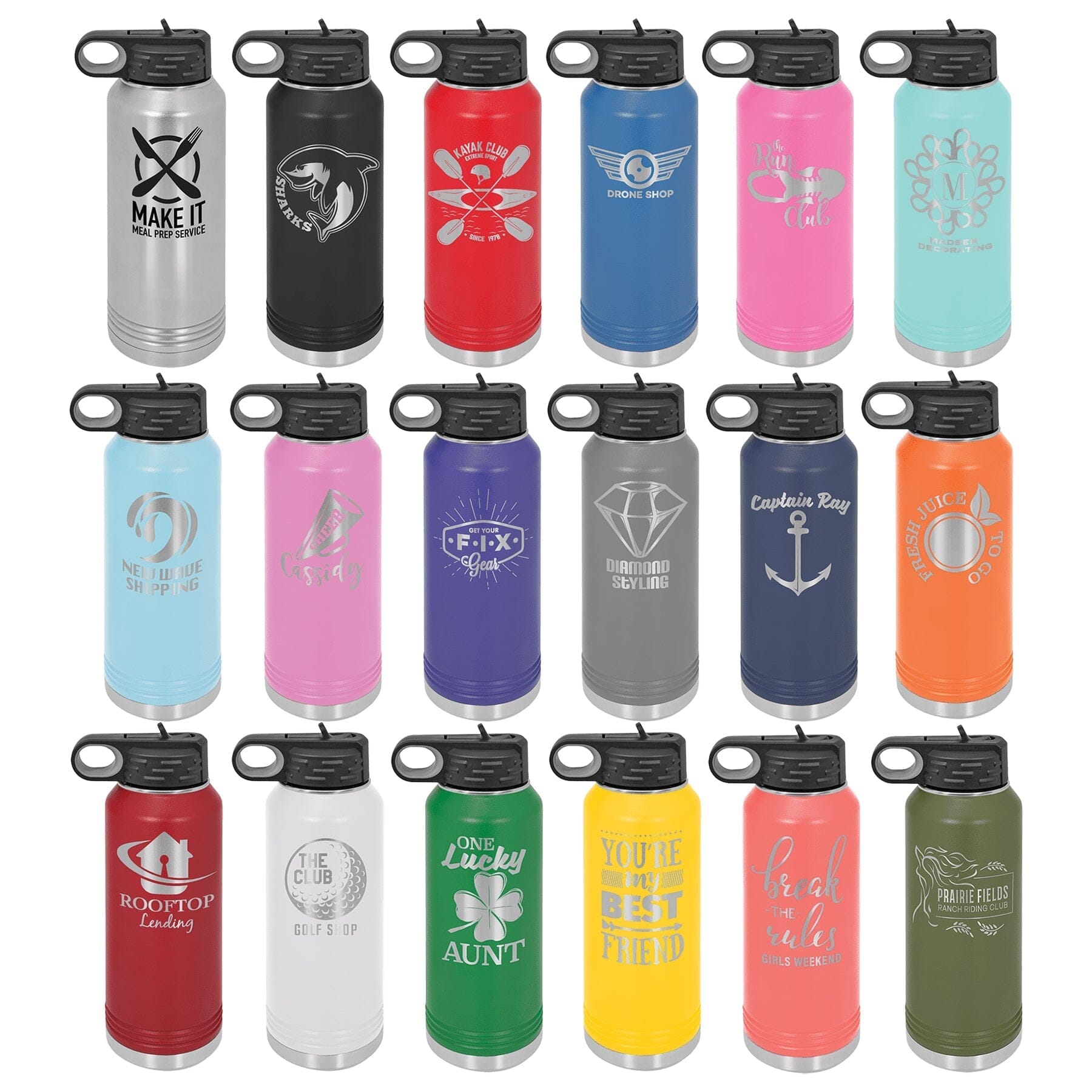 Polar Camel 32 oz. Stainless Steel Water Bottle Signature Cutouts 