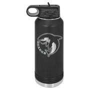 Polar Camel 32 oz. Stainless Steel Water Bottle Signature Cutouts Black 