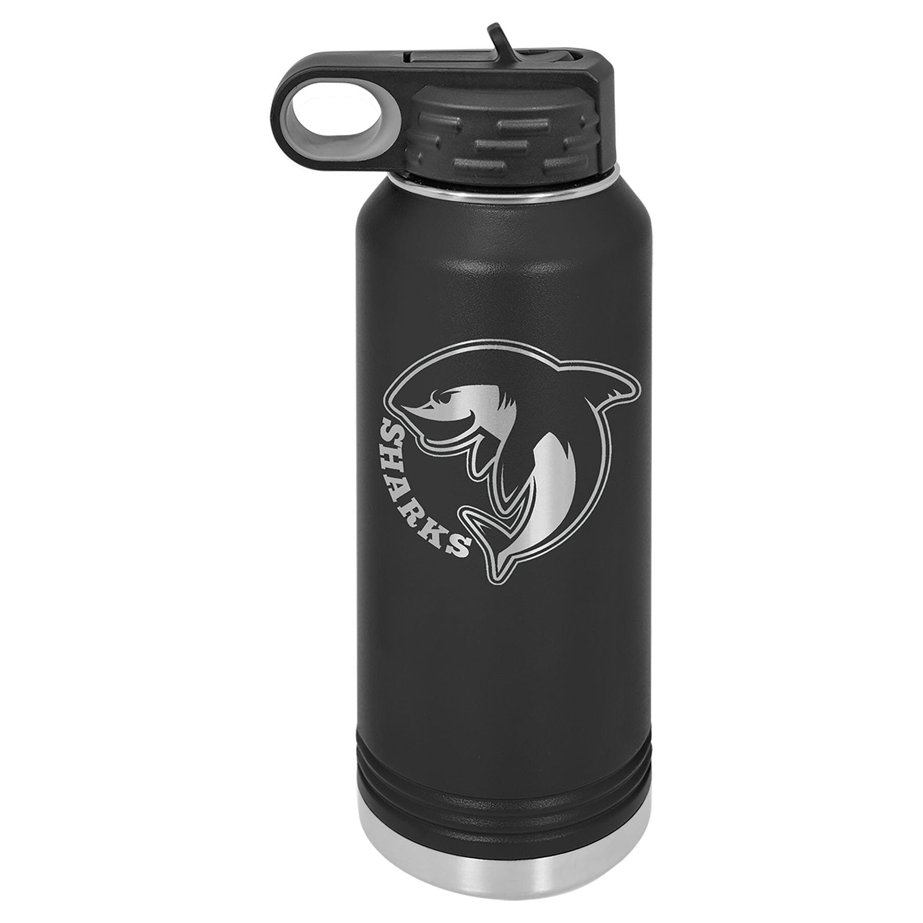 Polar Camel 32 oz. Stainless Steel Water Bottle Signature Cutouts Black 