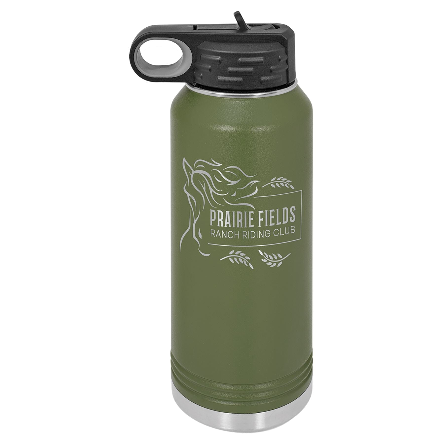 Polar Camel 32 oz. Stainless Steel Water Bottle Signature Cutouts Olive Green 