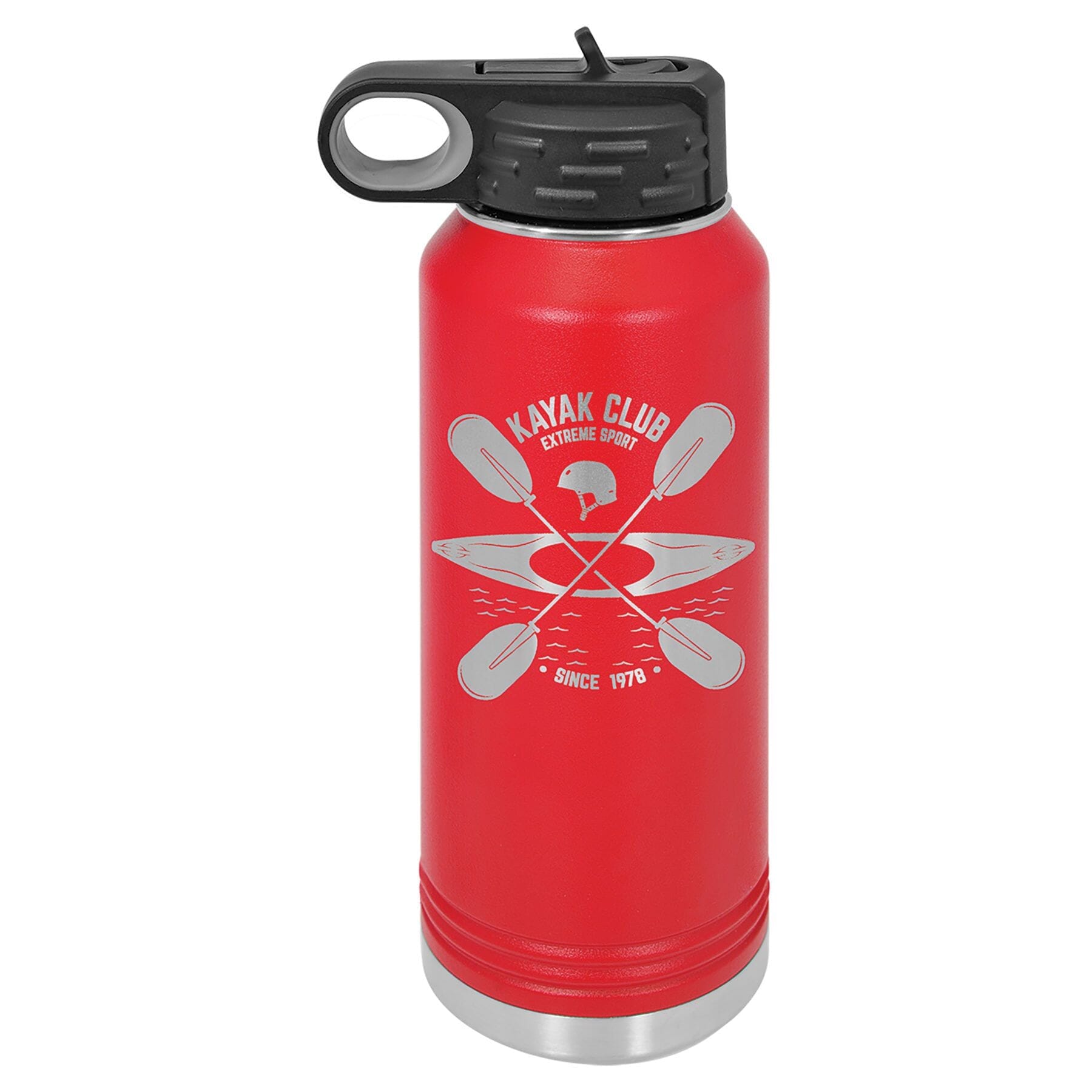 Polar Camel 32 oz. Stainless Steel Water Bottle Signature Cutouts Red 