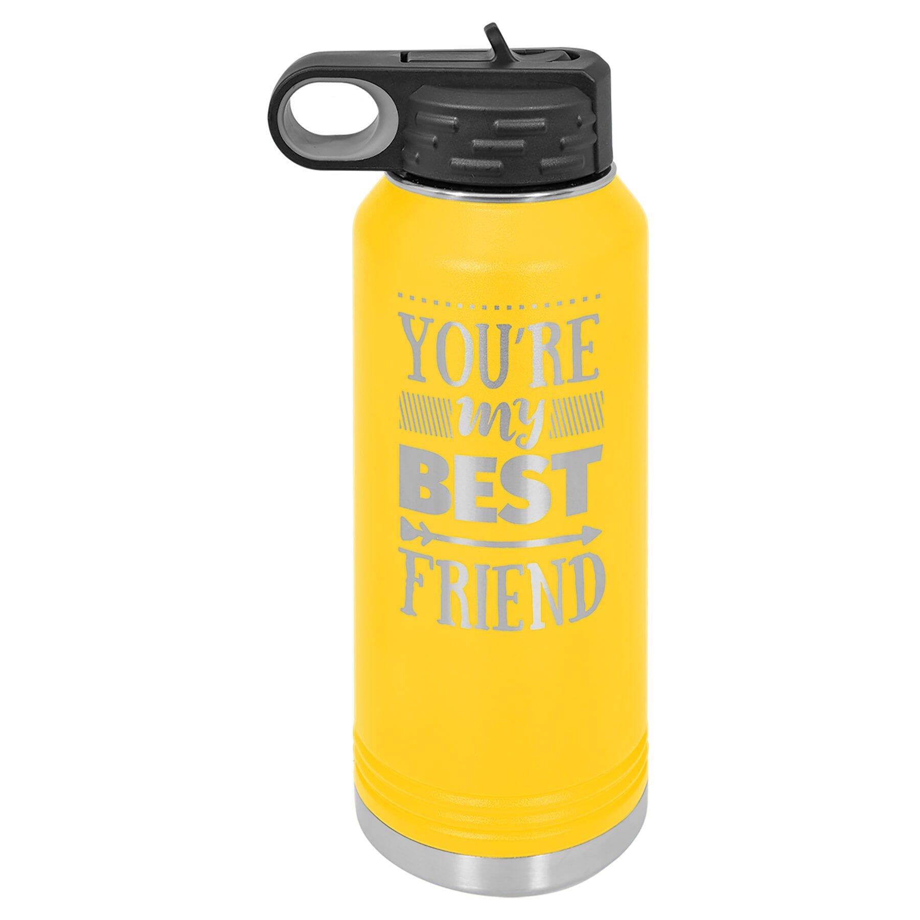 Polar Camel 32 oz. Stainless Steel Water Bottle Signature Cutouts Yellow 