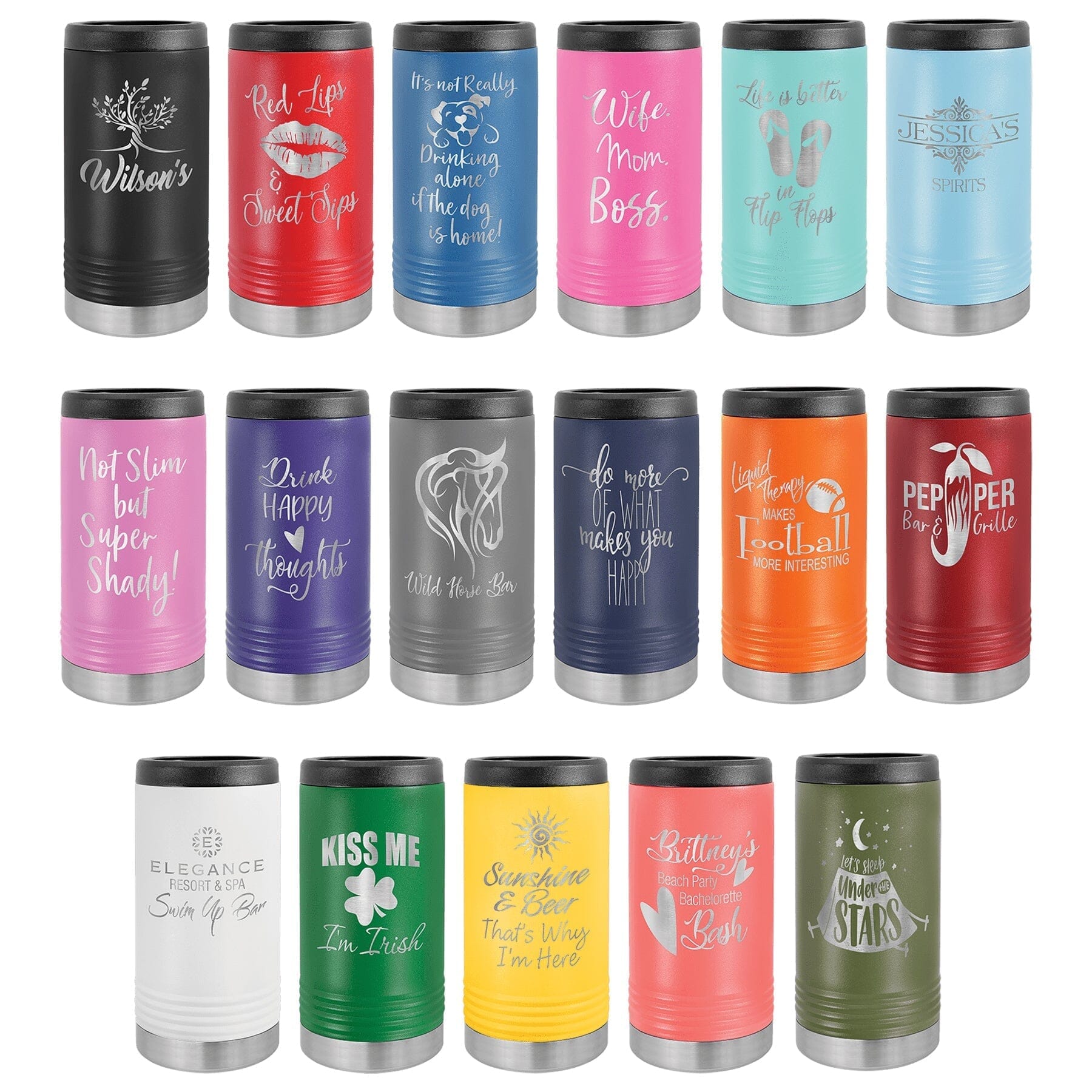 Polar Camel Stainless Steel Insulated Slim Beverage/Can Holder Signature Cutouts 