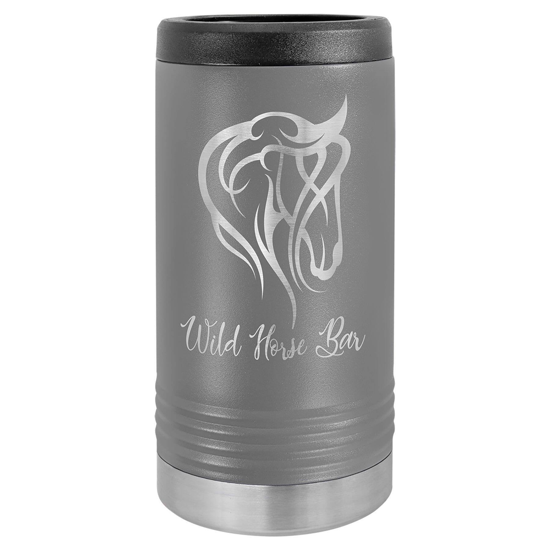 Polar Camel Stainless Steel Insulated Slim Beverage/Can Holder Signature Cutouts Dark Gray 