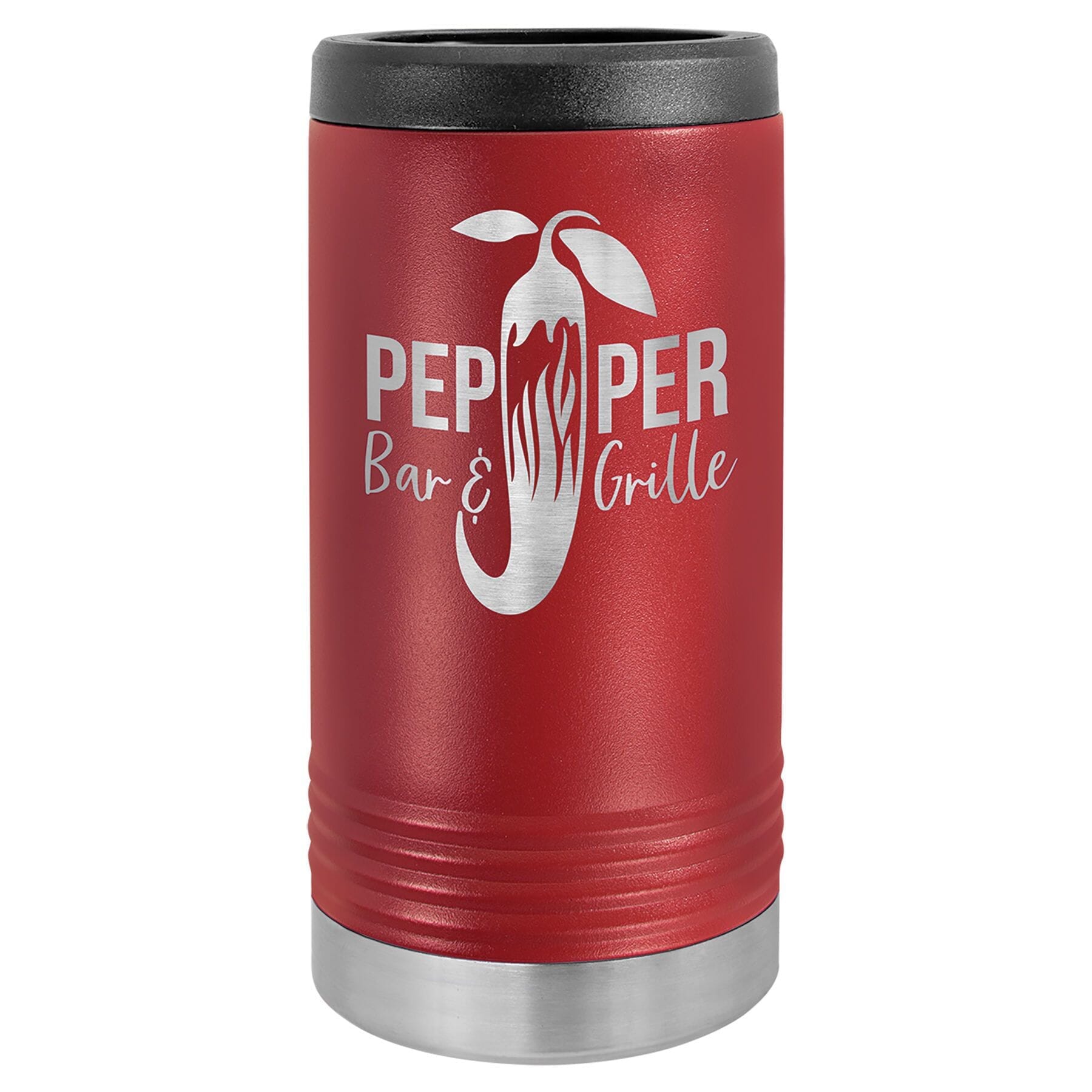 Polar Camel Stainless Steel Insulated Slim Beverage/Can Holder Signature Cutouts Maroon 