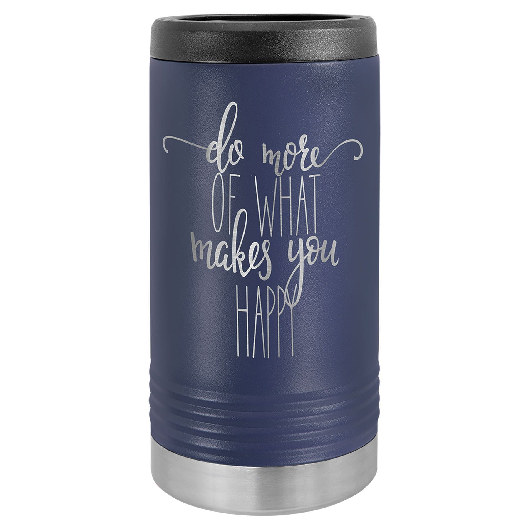 Polar Camel Stainless Steel Insulated Slim Beverage/Can Holder Signature Cutouts Navy Blue 