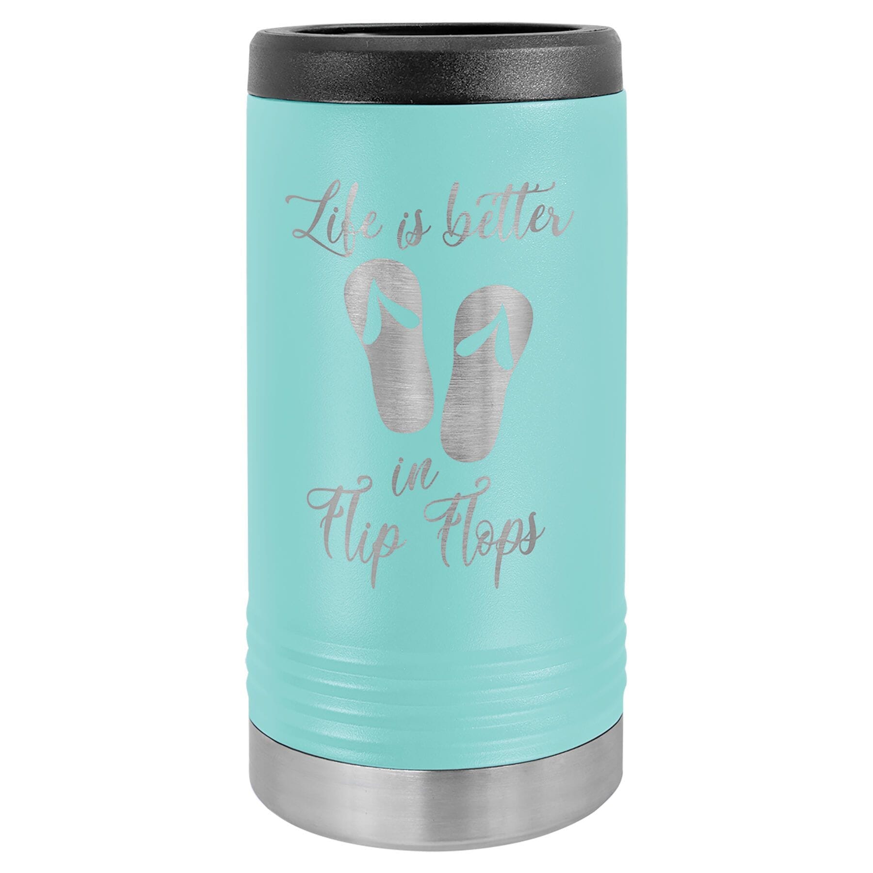 Polar Camel Stainless Steel Insulated Slim Beverage/Can Holder Signature Cutouts Teal 