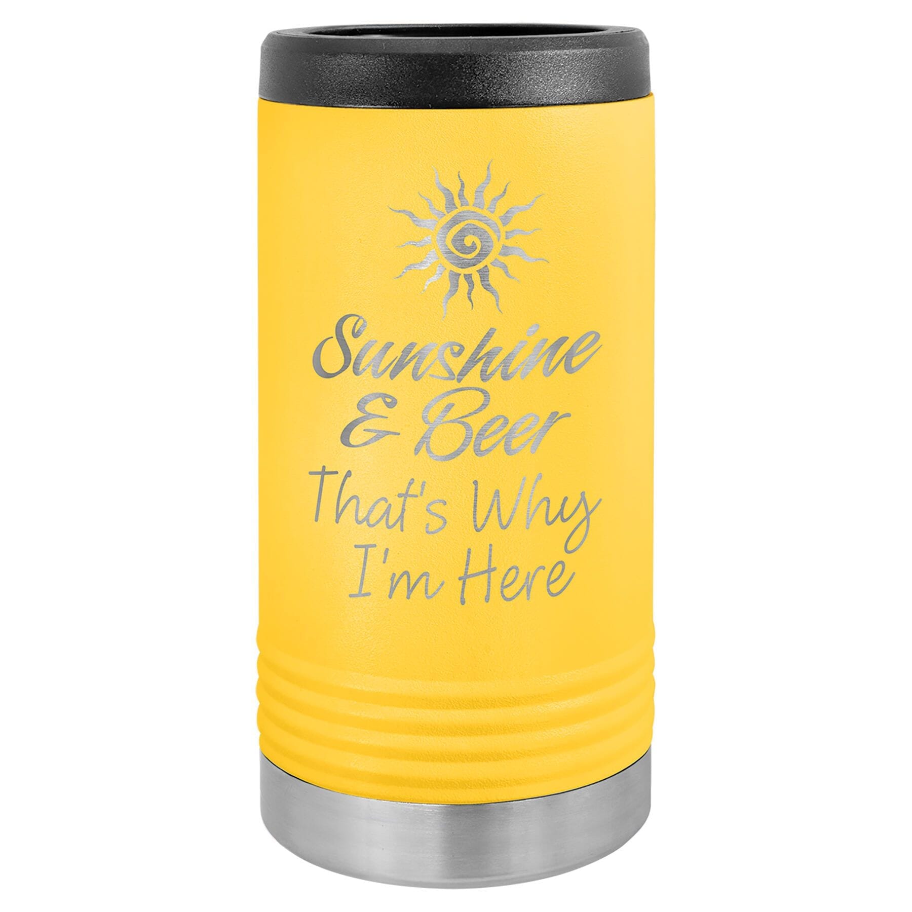 Polar Camel Stainless Steel Insulated Slim Beverage/Can Holder Signature Cutouts Yellow 