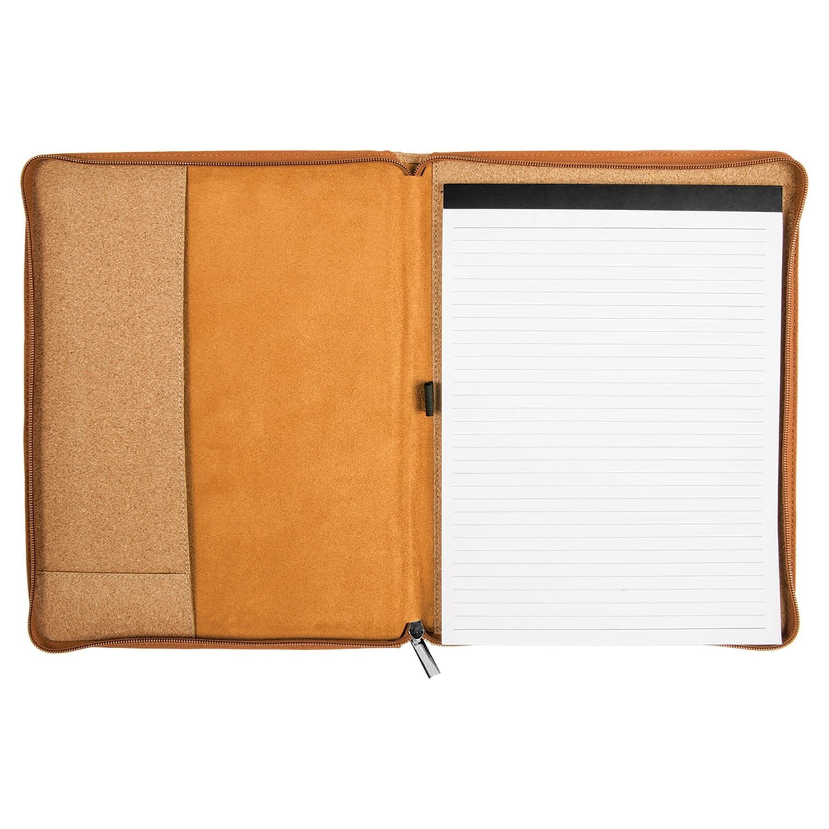 Portfolio/Padfolio w/Zipper & Notepad, 9-1/2" x 12" Laserable Leatherette Signature Cutouts 