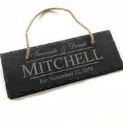 Rectangular Personalized Slate House Marker Sign Design - Two Sizes - Custom House Realtor Closing Gift, House Warming Gift, Wedding Gift Signature Custom Works Small 10" x 4" inches 