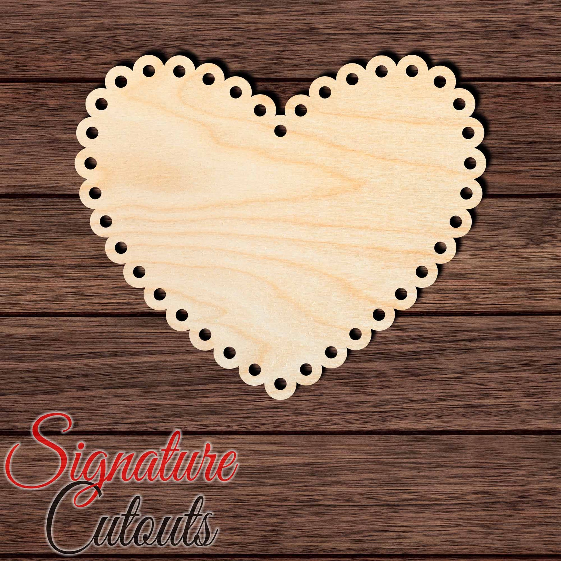 Scalloped Heart 002 Shape Cutout in Wood Craft Shapes & Bases Signature Cutouts 