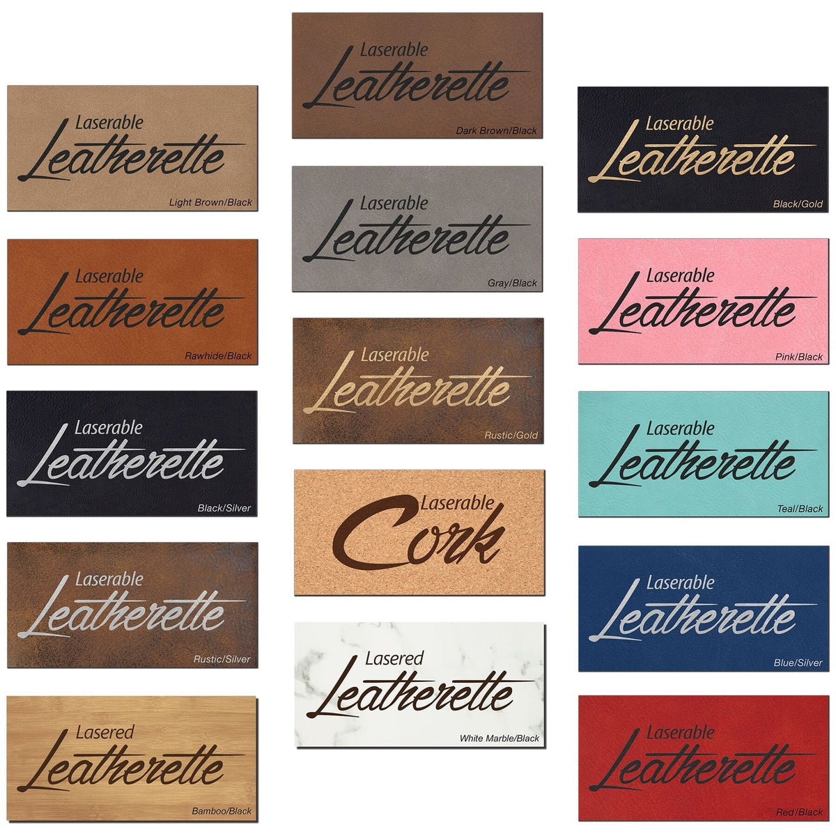 Sheet Stock w/Adhesive Backing, Laserable Leatherette, 12" x 18" Signature Cutouts 