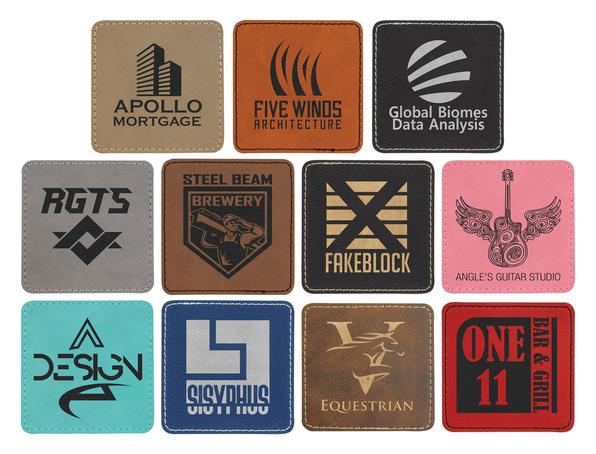 Square Patch w/Adhesive, 3" x 3", Laserable Leatherette Signature Cutouts 