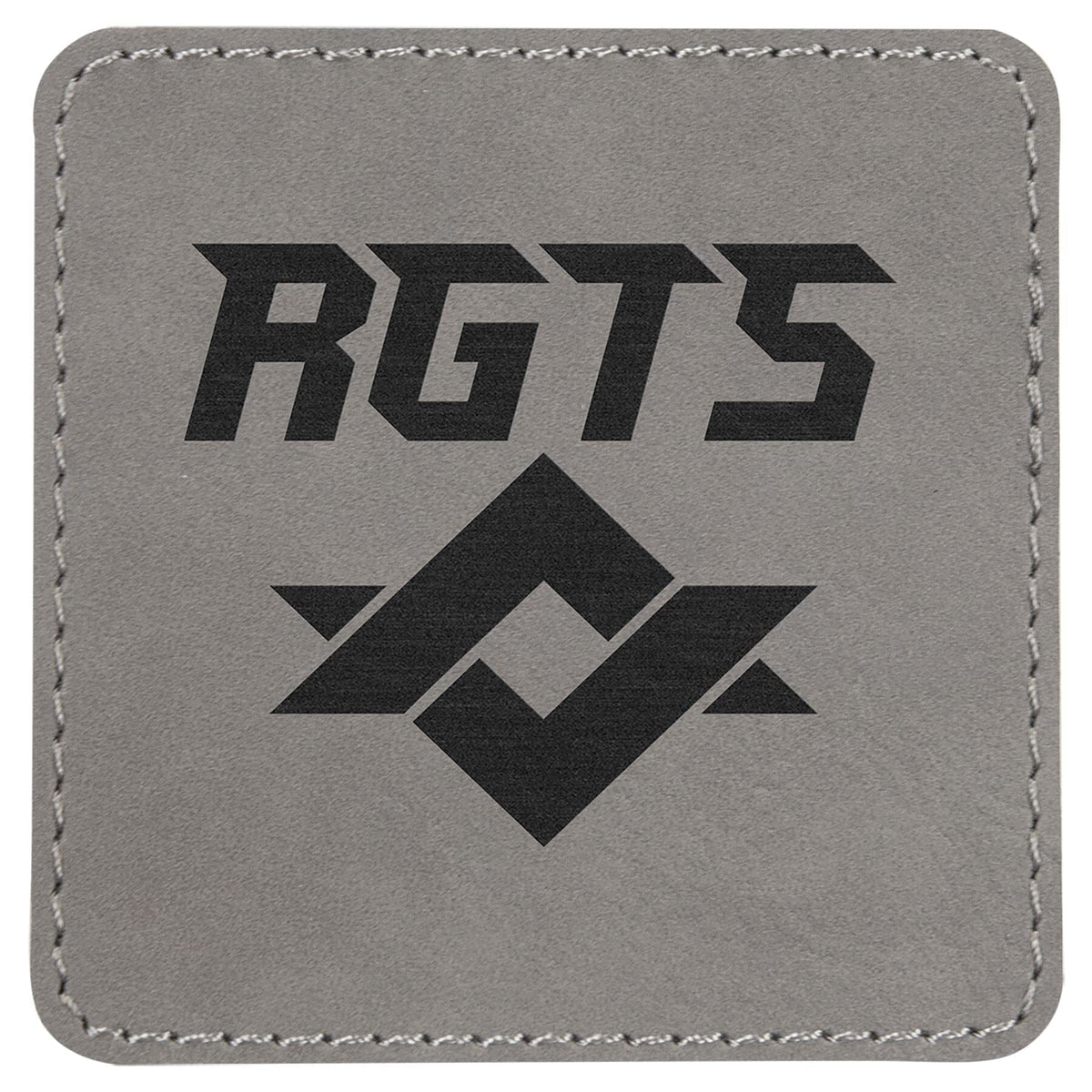 Square Patch w/Adhesive, 3" x 3", Laserable Leatherette Signature Cutouts Gray/Black 