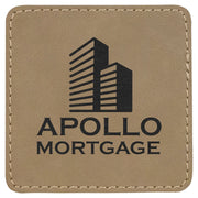 Square Patch w/Adhesive, 3" x 3", Laserable Leatherette Signature Cutouts Light Brown/Black 