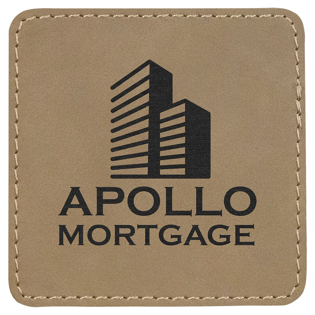Square Patch w/Adhesive, 3" x 3", Laserable Leatherette Signature Cutouts Light Brown/Black 