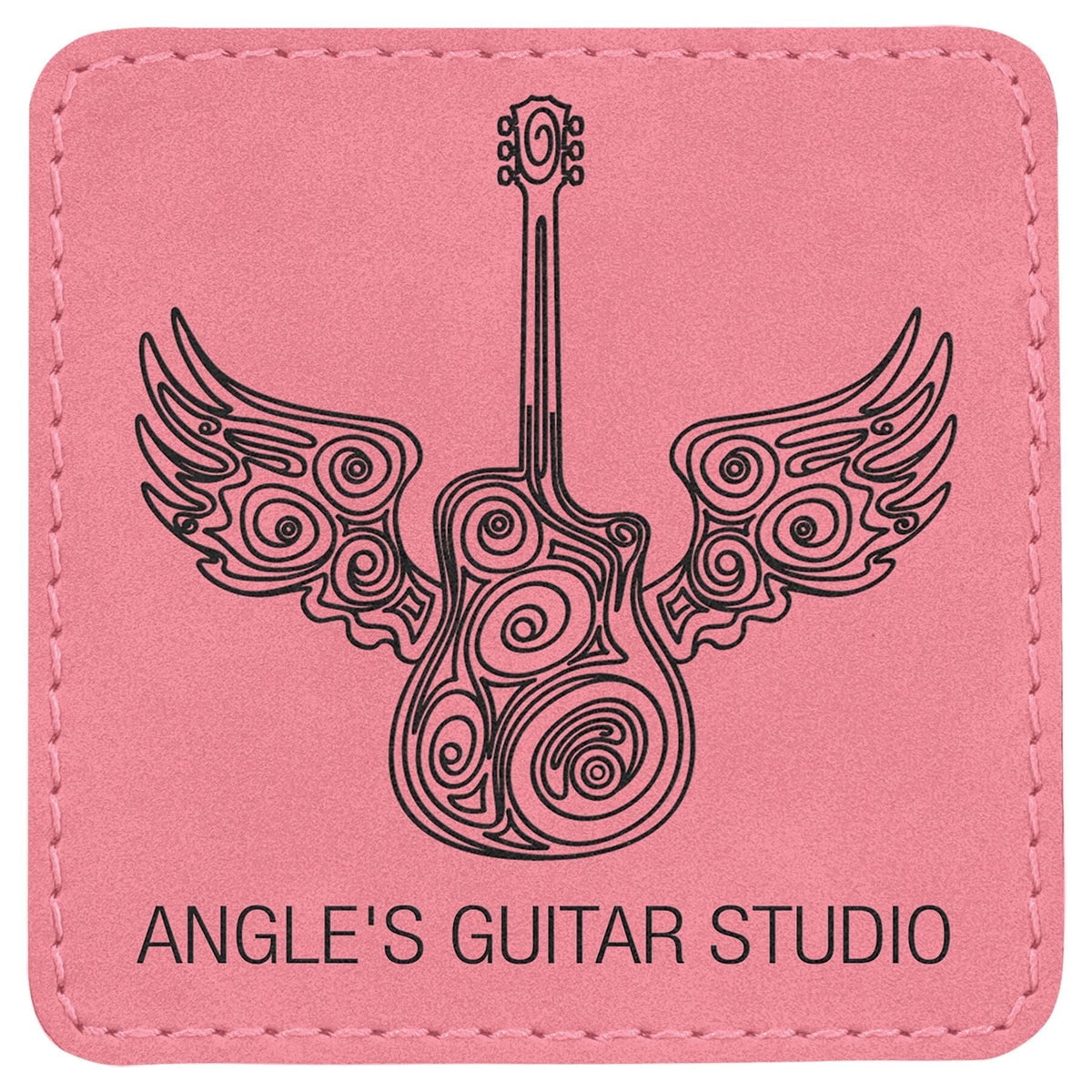 Square Patch w/Adhesive, 3" x 3", Laserable Leatherette Signature Cutouts Pink/Black 