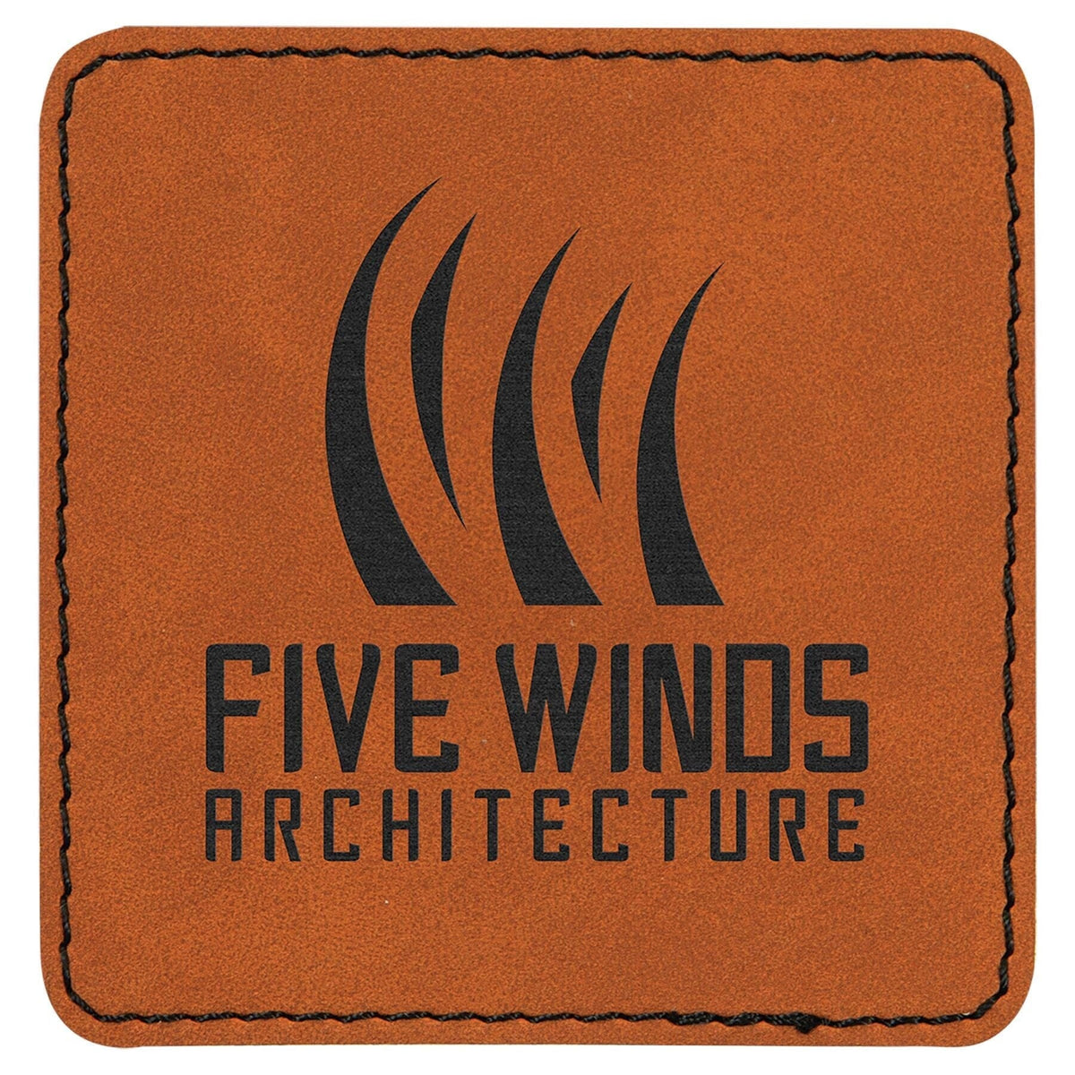 Square Patch w/Adhesive, 3" x 3", Laserable Leatherette Signature Cutouts Rawhide/Black 