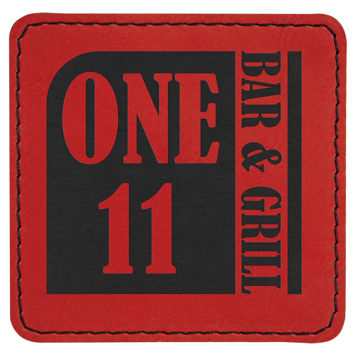 Square Patch w/Adhesive, 3" x 3", Laserable Leatherette Signature Cutouts Red/Black 