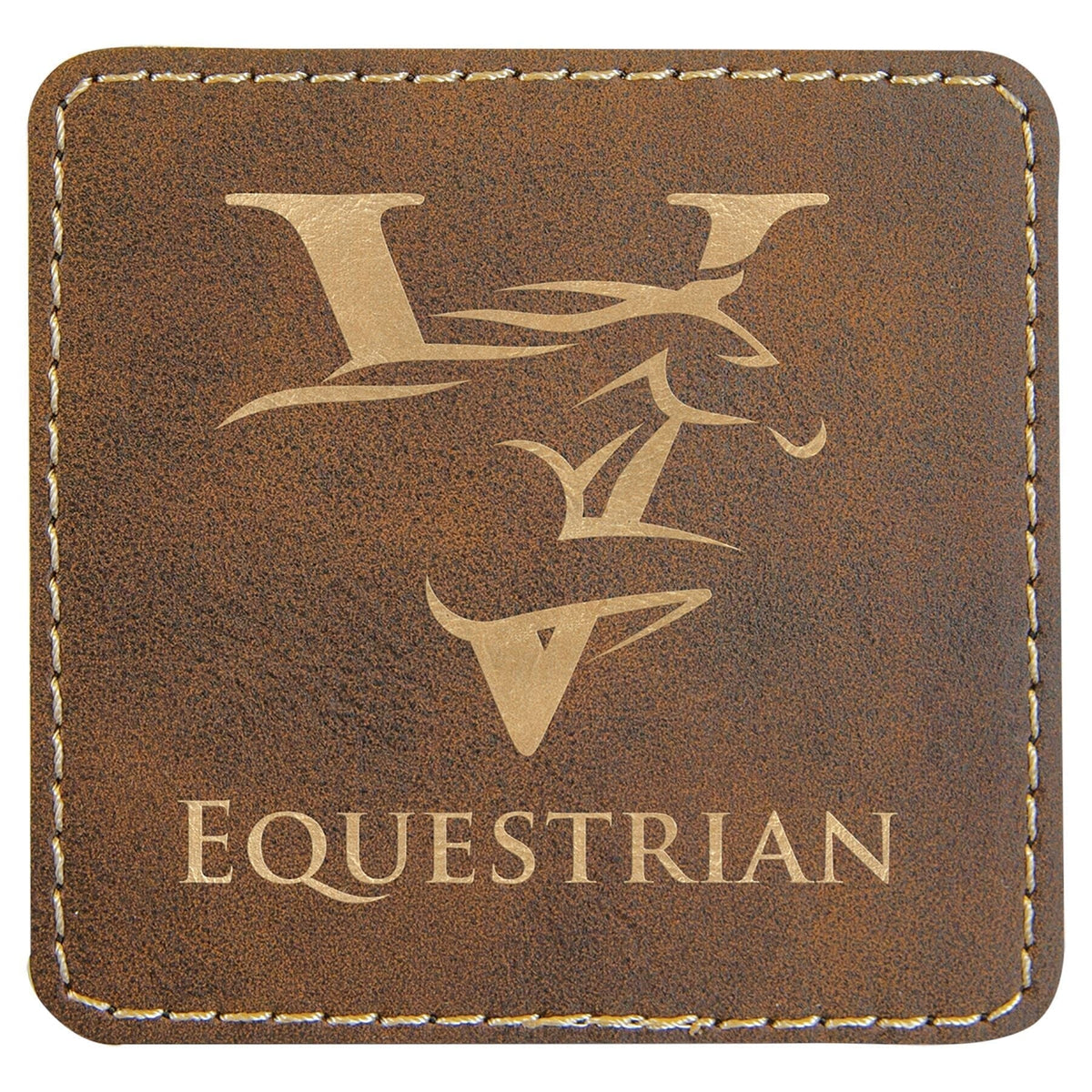 Square Patch w/Adhesive, 3" x 3", Laserable Leatherette Signature Cutouts Rustic/Gold 