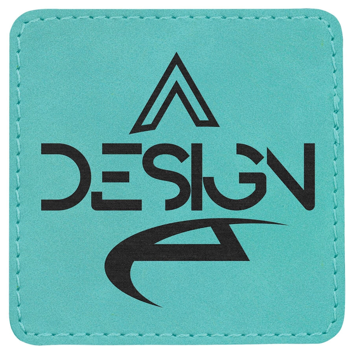 Square Patch w/Adhesive, 3" x 3", Laserable Leatherette Signature Cutouts Teal/Black 