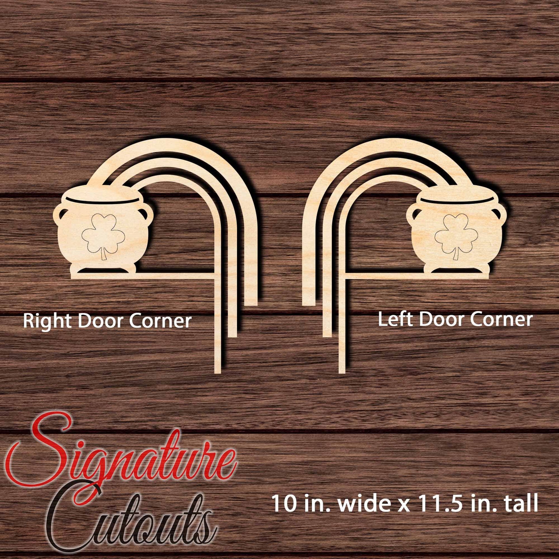 St. Patrick's Day Door Corner Shape Cutouts in Wood - DIY Decorate Blank Craft Shapes & Bases Signature Cutouts Style 2 