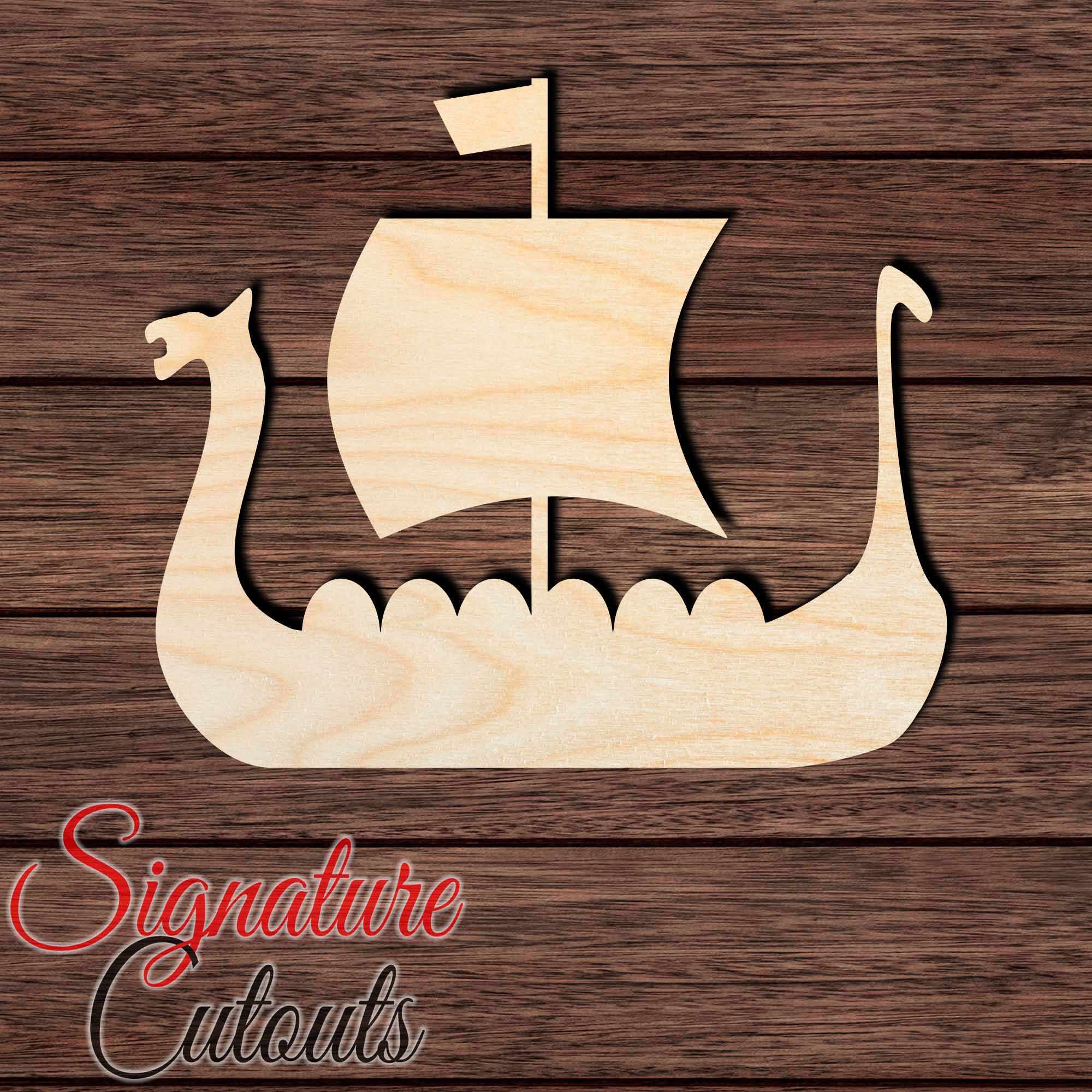 Viking Ship 001 Shape Cutout in Wood Craft Shapes & Bases Signature Cutouts 