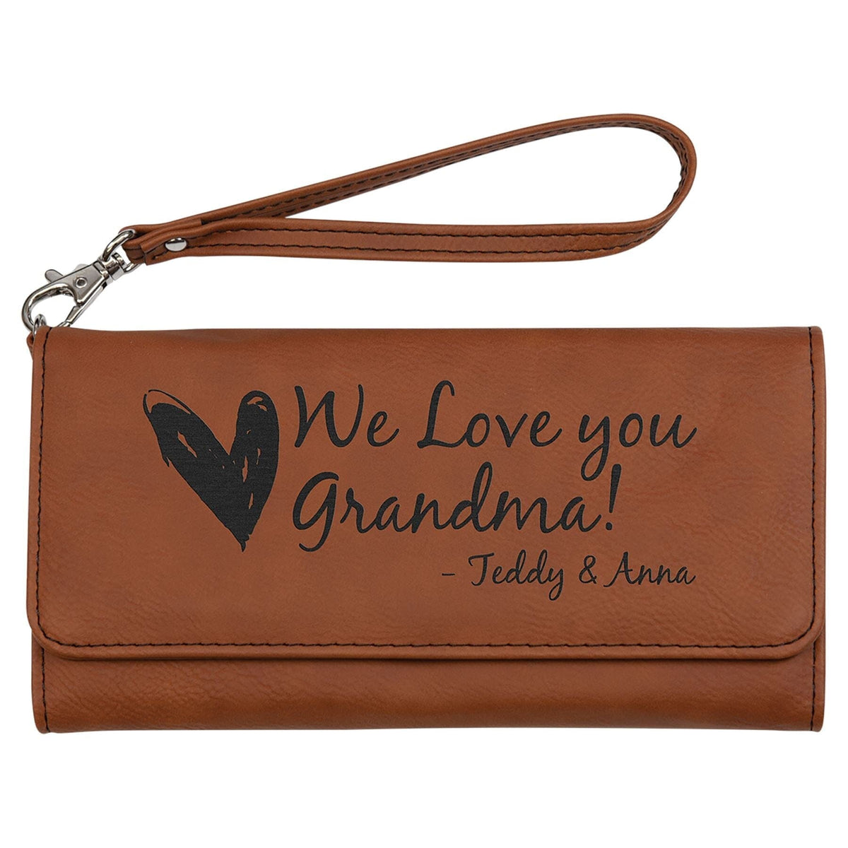 Wallet w/Strap, Laserable Leatherette Signature Cutouts Rawhide/Black 