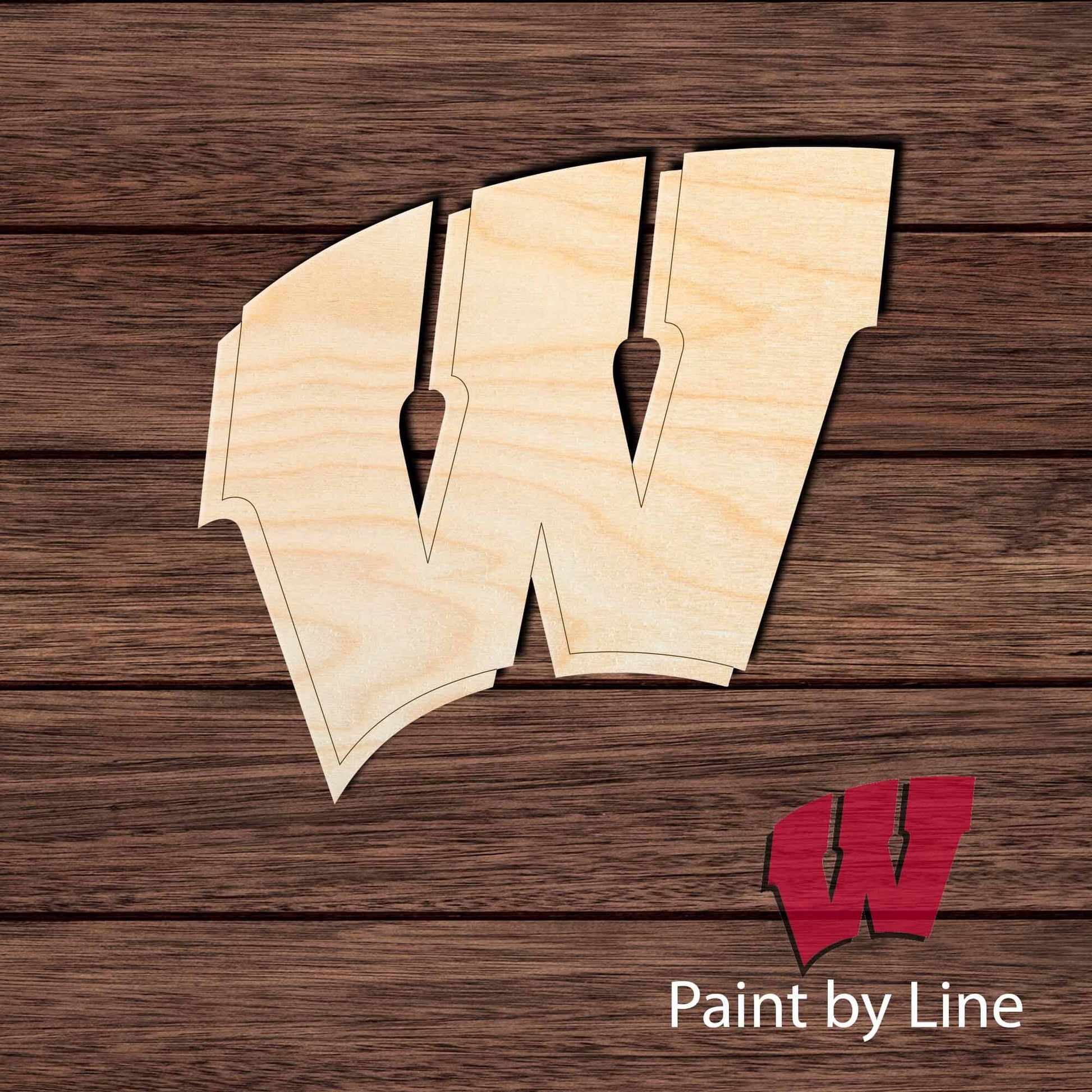 Wisconsin W State 002 Paint by Line with Shadow Shape Cutout Craft Shapes & Bases Signature Cutouts 