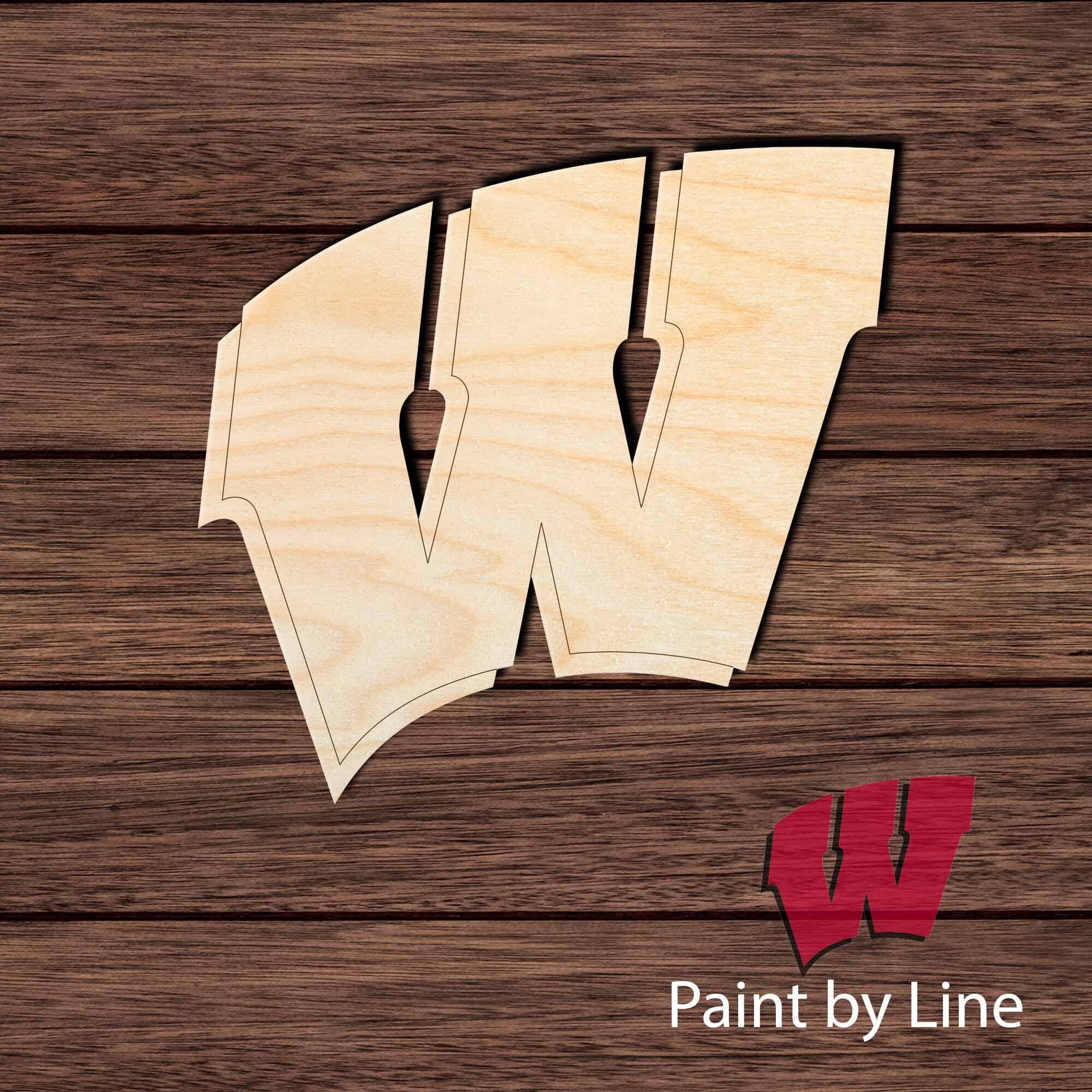 Wisconsin W State 002 Paint by Line with Shadow Shape Cutout Craft Shapes & Bases Signature Cutouts 