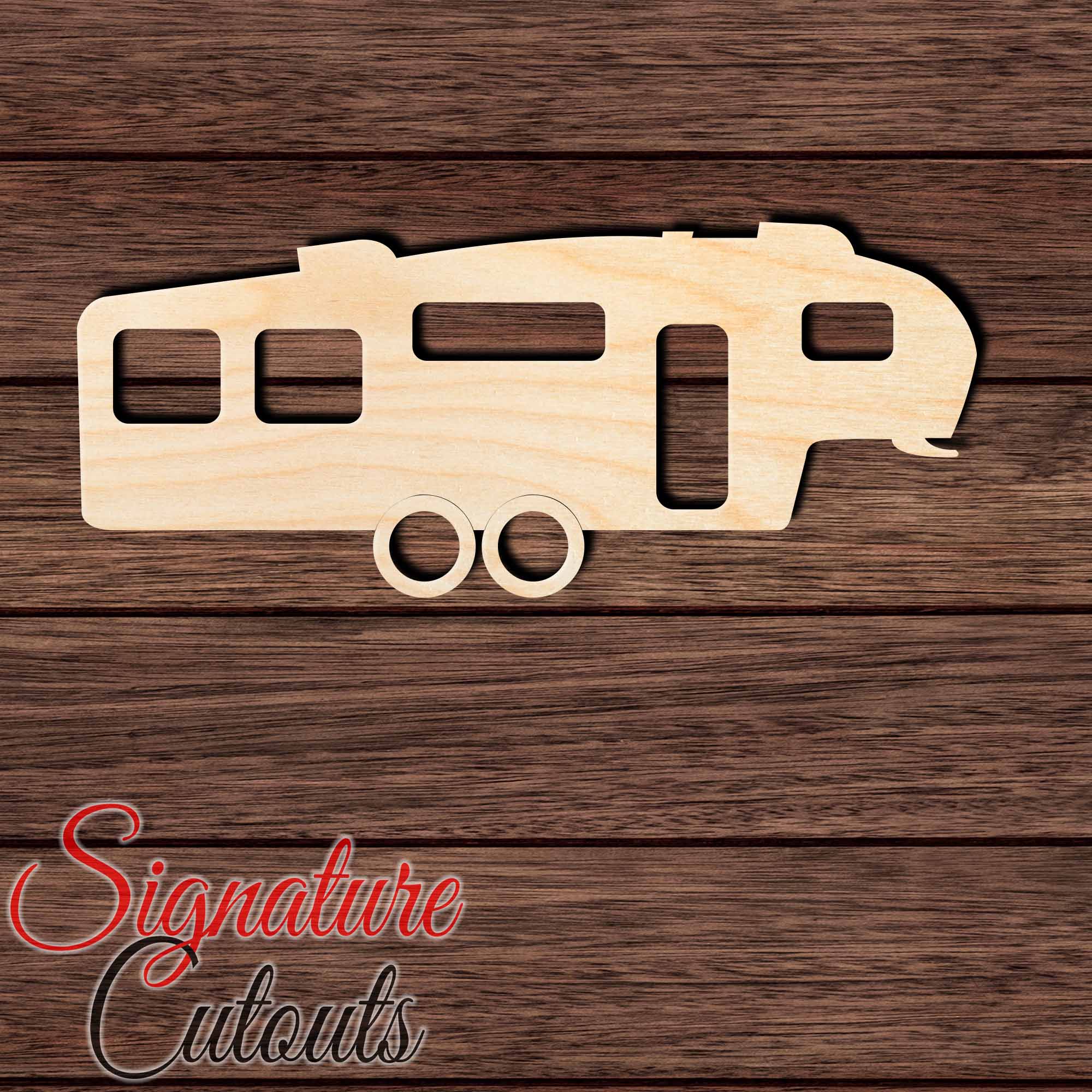 5th Wheel Camper 001 Shape Cutout in Wood, Acrylic or Acrylic Mirror - Signature Cutouts