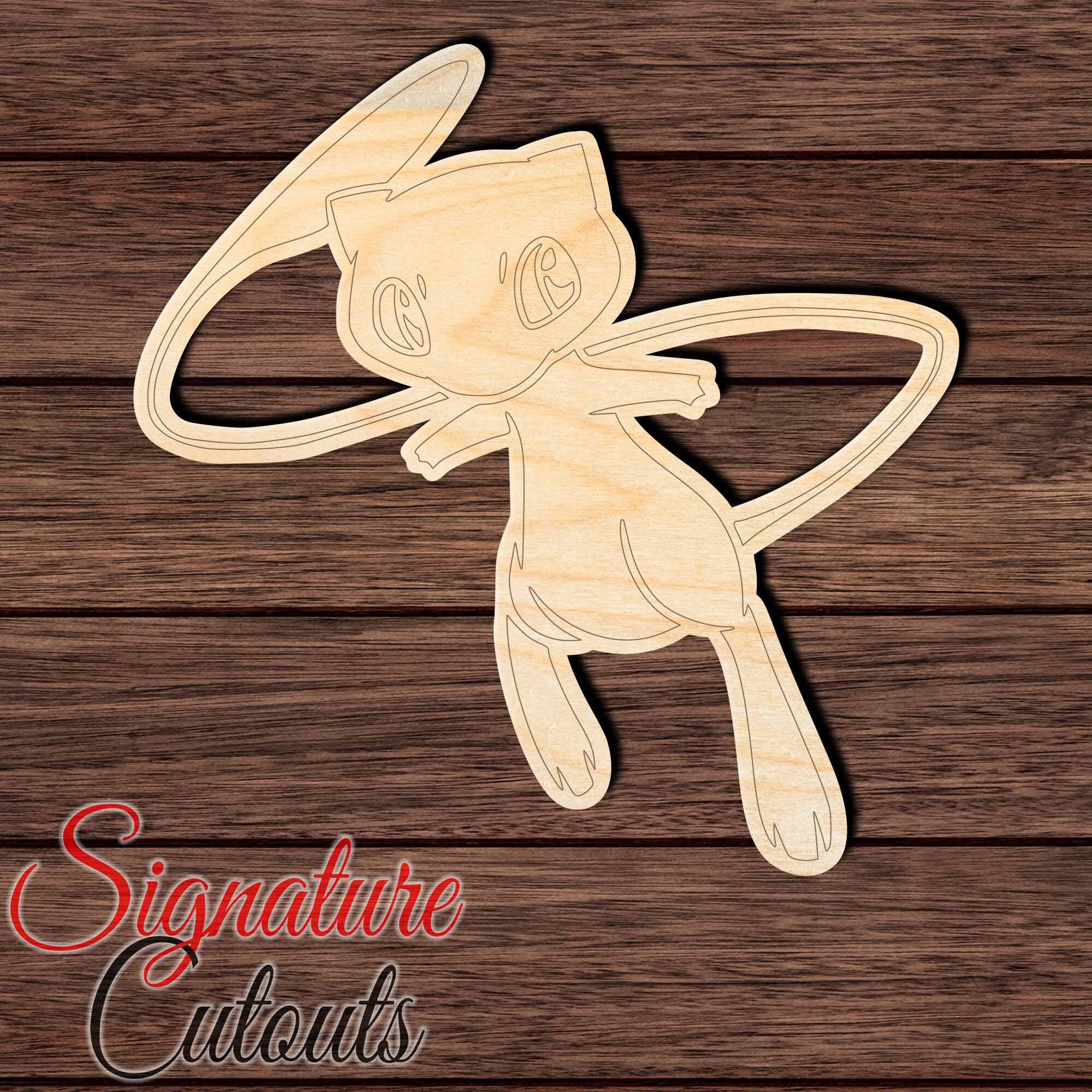 Anime 012- Mew Shape Cutout in Wood Craft Shapes & Bases Signature Cutouts 