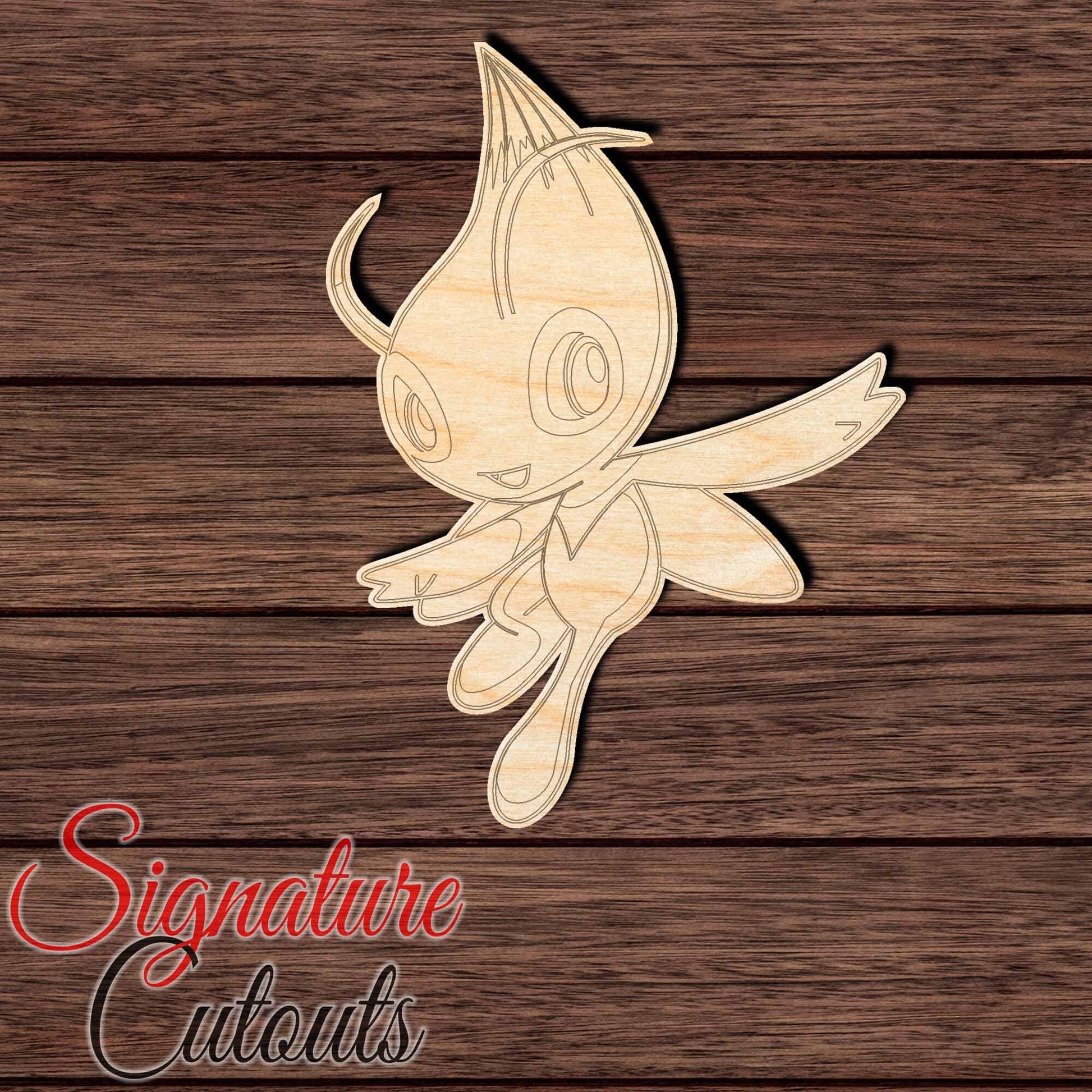 Anime 015- Celebi Shape Cutout in Wood Craft Shapes & Bases Signature Cutouts 
