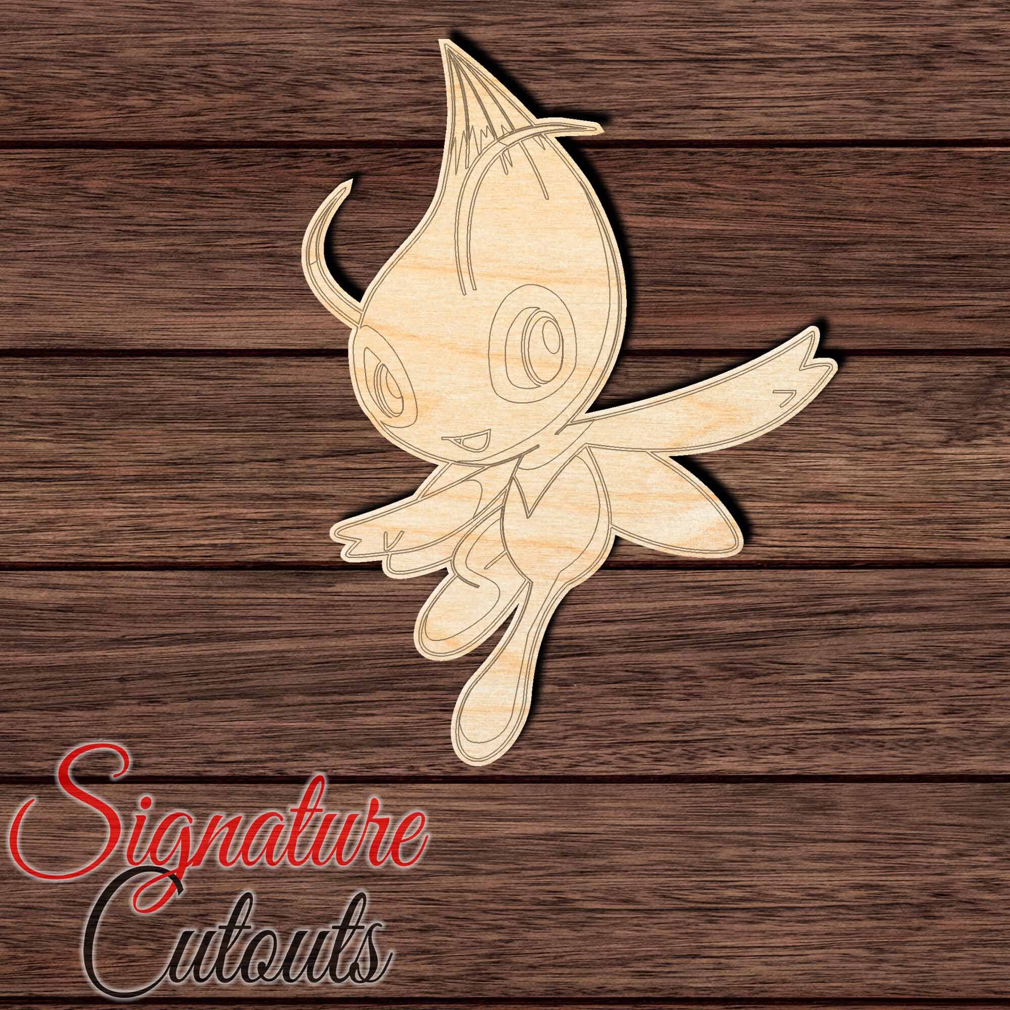 Anime 015- Celebi Shape Cutout in Wood Craft Shapes & Bases Signature Cutouts 
