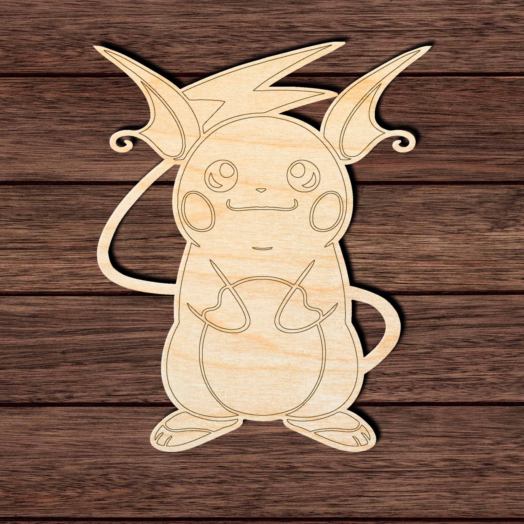 Anime 016 - Riachu Shape Cutout in Wood Craft Shapes & Bases Signature Cutouts 