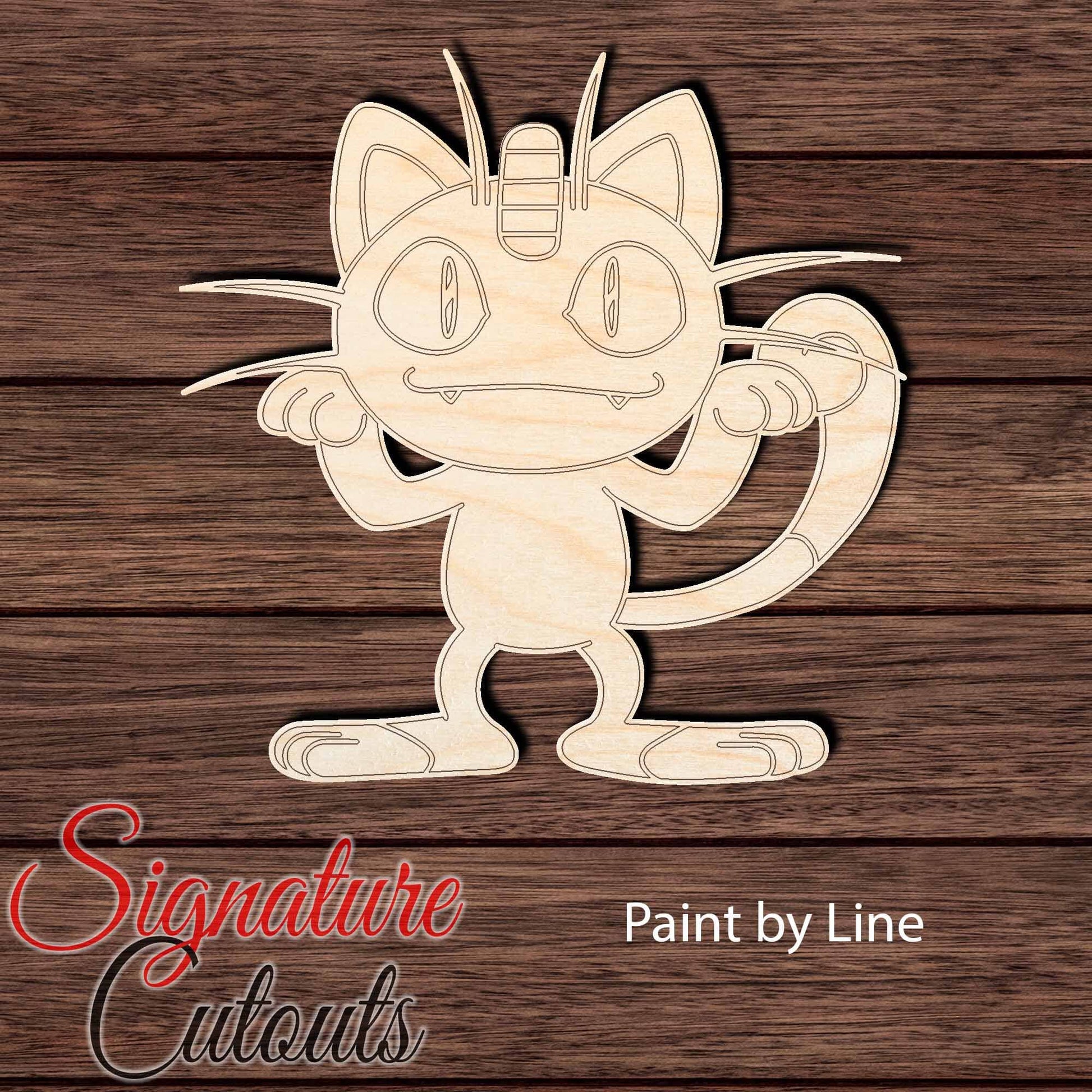 Anime Meowth 001 Shape Cutout in Wood, Acrylic or Acrylic Mirror Craft Shapes & Bases Signature Cutouts 