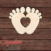 Baby Feet Heart 001 Shape Cutout in Wood, Acrylic or Acrylic Mirror - Signature Cutouts